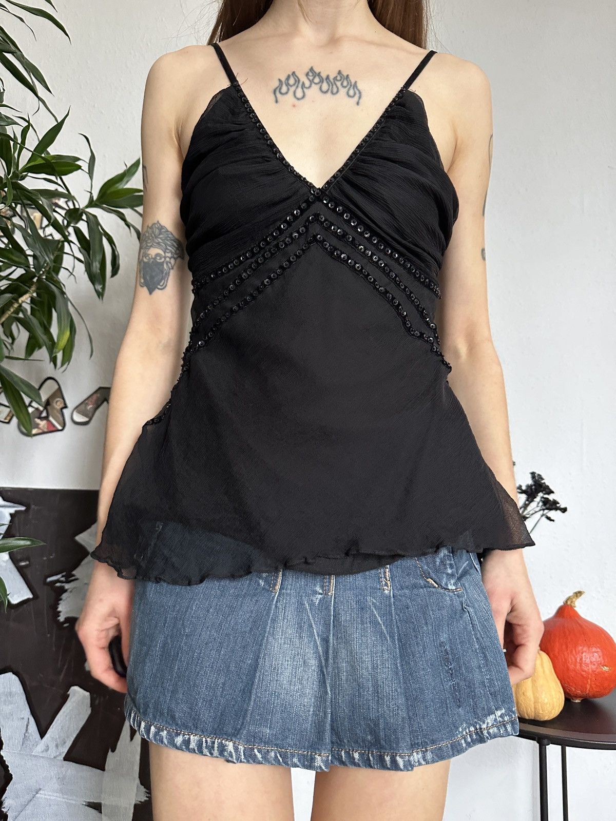 Japanese Brand × Vintage Gorgeous Vintage Silk Bustier Sequins Tank Top Size M / US 6-8 / IT 42-44 - 6 Thumbnail