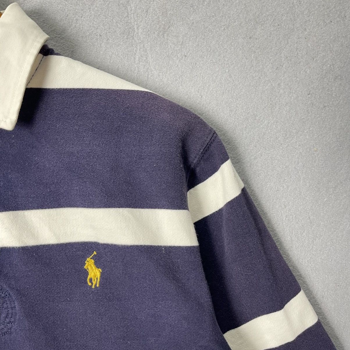 Polo Ralph Lauren Polo Ralph Lauren Navy White Stripe Rugby Shirt Logo Size US L / EU 52-54 / 3 - 3 Thumbnail