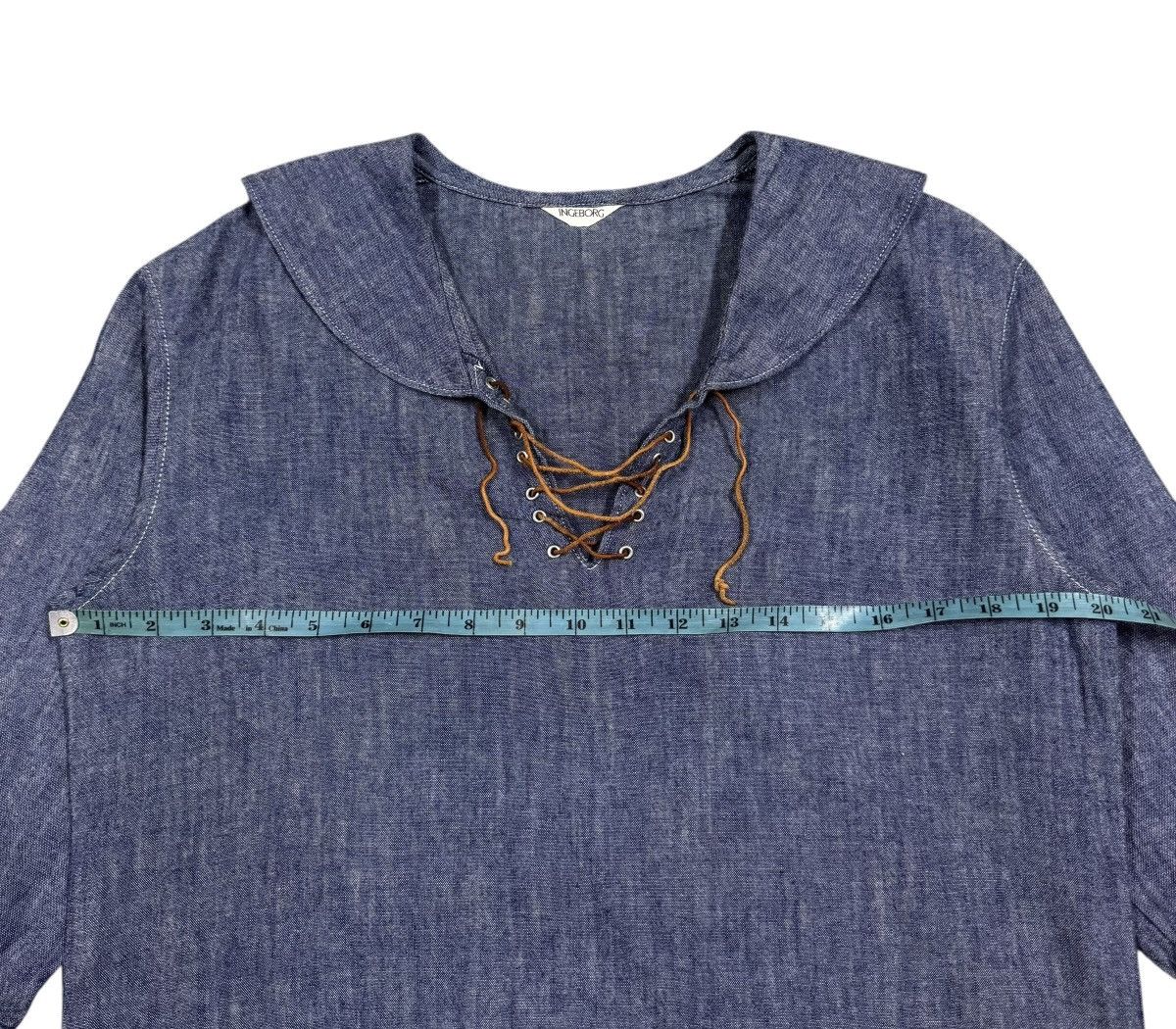 Naval Clothing Factory Vtg🔥70’s Ingeborg Denim Sailor Pullover Leather Lace Shirt Size US M / EU 48-50 / 2 - 13 Thumbnail