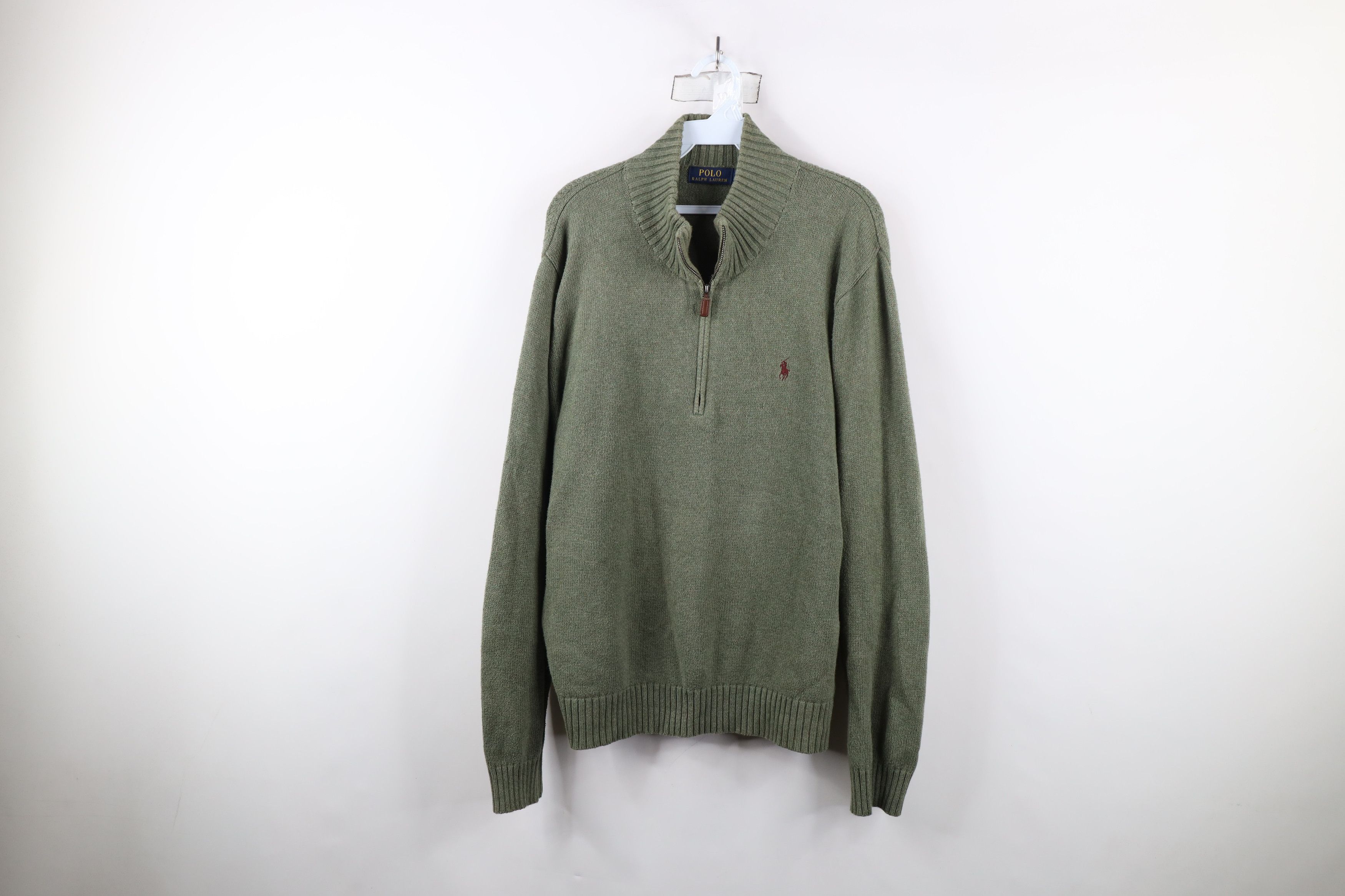 Ralph Lauren × Vintage Vintage Ralph Lauren Ribbed Knit Half Zip Pullover Sweater Size US L / EU 52-54 / 3 - 1 Thumbnail