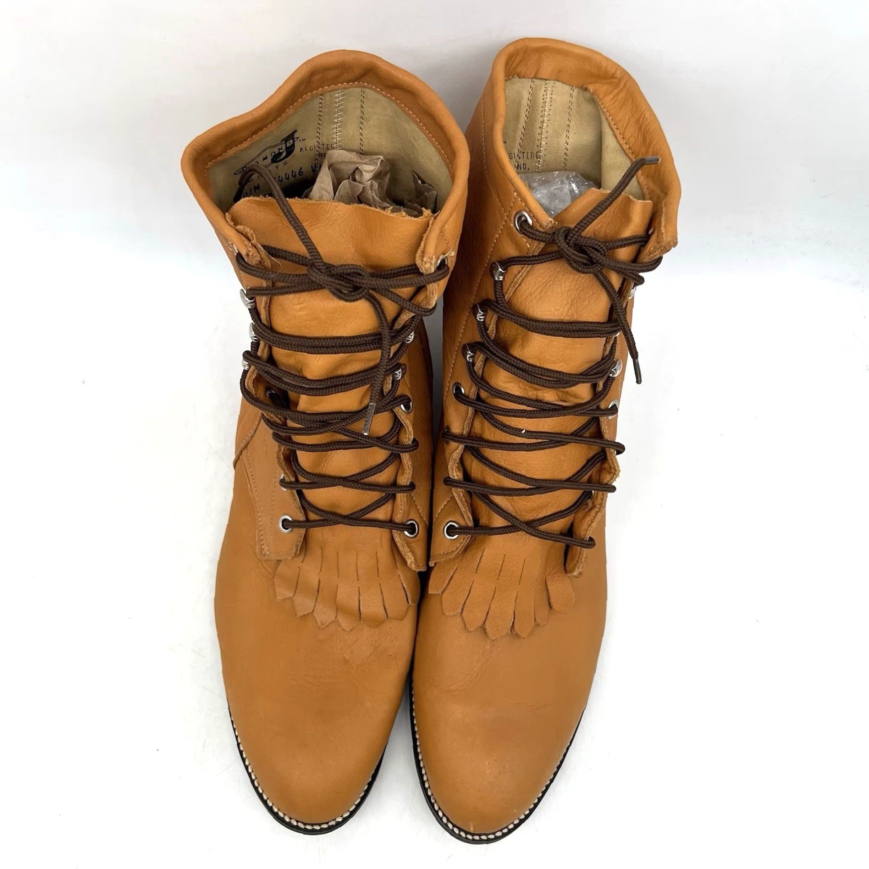 Justin Boots VINTAGE Justin Boots Western Boots Mens Size 12 D Leather Brown Ankle Lace Cowboy 90s Size US 12 / EU 45 - 4 Thumbnail