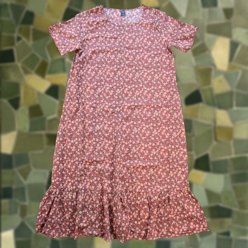 Vintage Emery Rose Shirt 1X Pink Floral Short Sleeve Midi Maxi Kaftan Smock Sun Dress Womens Size 40" / US 18 - 1 Thumbnail