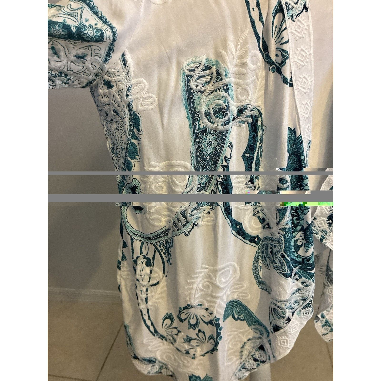 Chicos Chico's Paisley Embroidered teal Cardigan Kimono Duster L Size L / US 10 / IT 46 - 17 Thumbnail