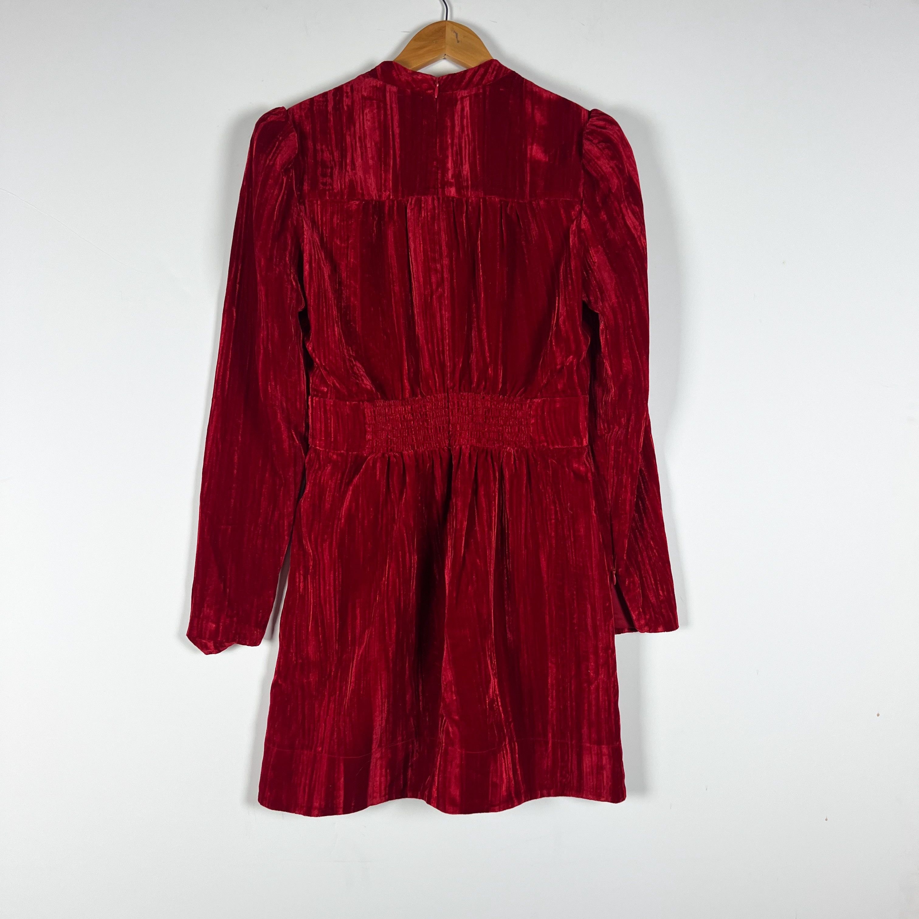 ME+EM ME+EM Crushed Red Velvet Velour V Neck Size S / US 4 / IT 40 - 4 Thumbnail