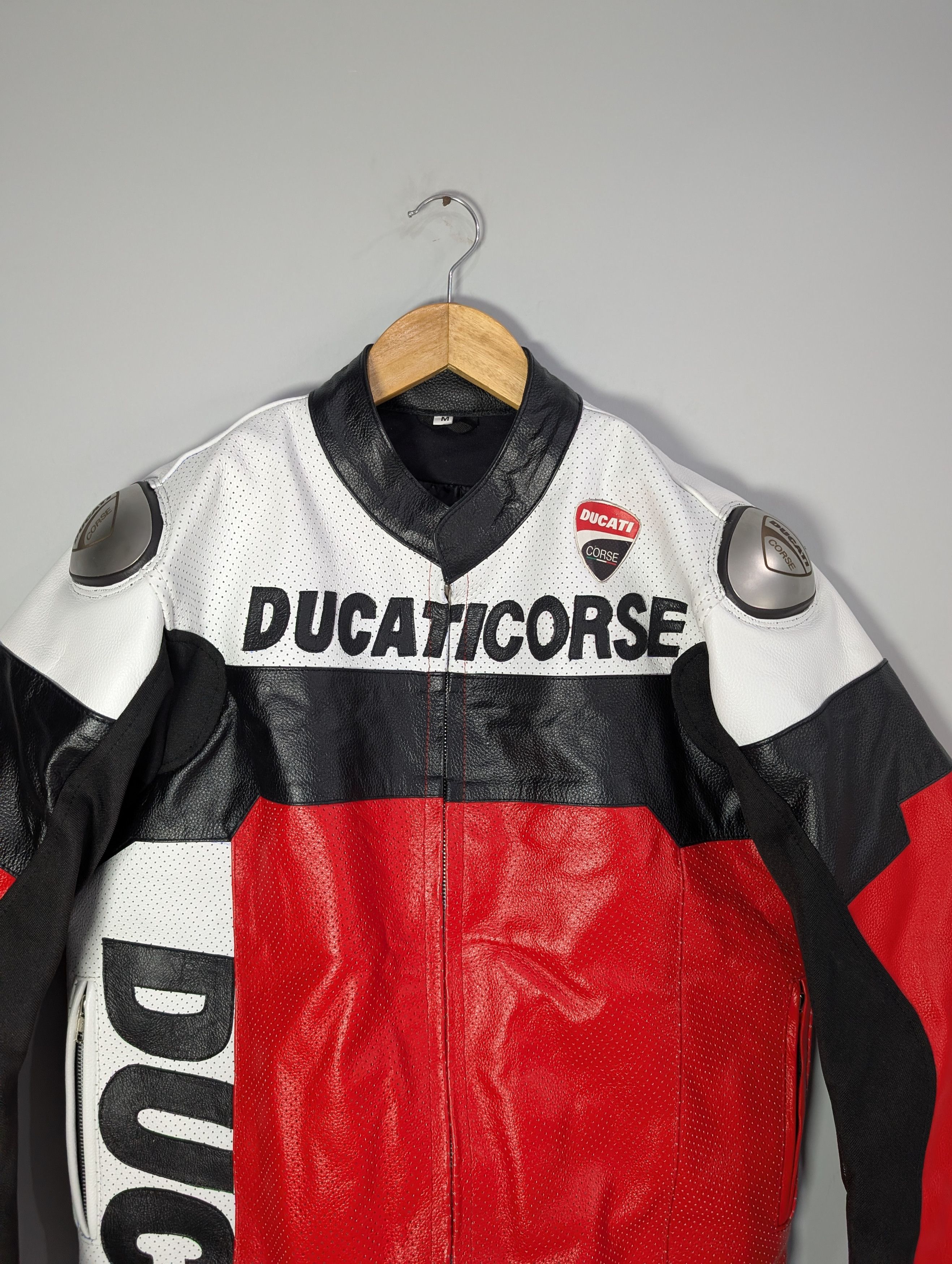 Vintage 🔥Ducati Corse🔥 Motorcycle Racing Real Leather Jacket Size L / US 10 / IT 46 - 3 Thumbnail