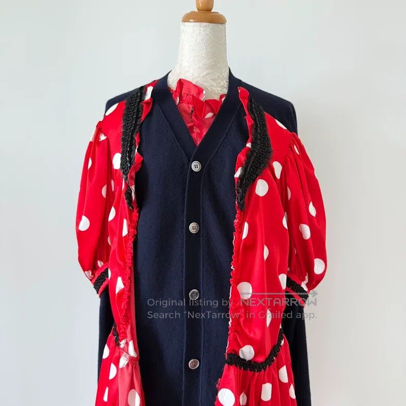 Comme des Garcons Comme Des Garcons Vintage Navy Blue and Red Polka Dot Knit Size S / US 4 / IT 40 - 6 Thumbnail