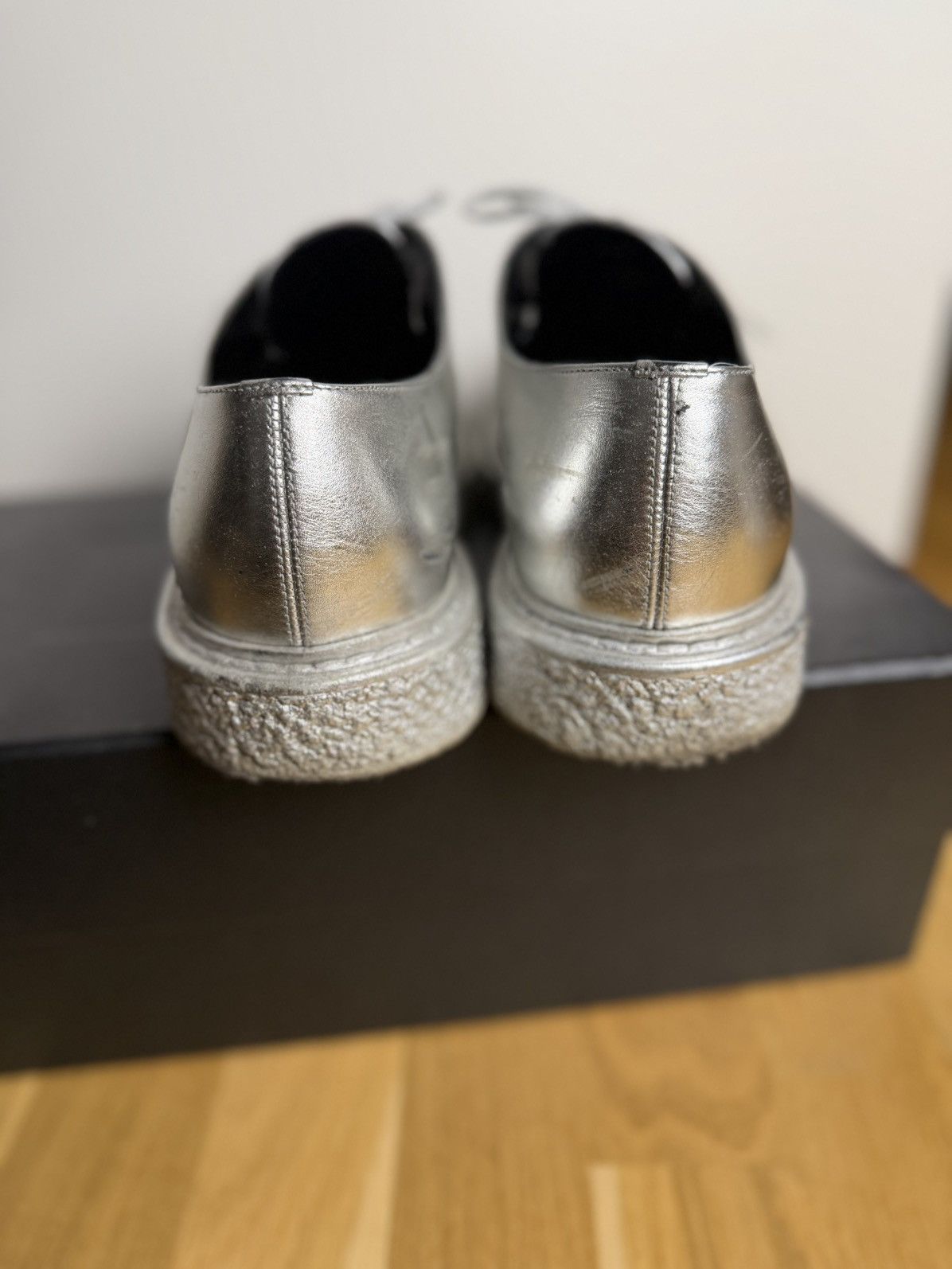 Saint Laurent Paris AW14 Hedi Slimane Silver Leather Creeper 42 Size US 9 / EU 42 - 5 Thumbnail
