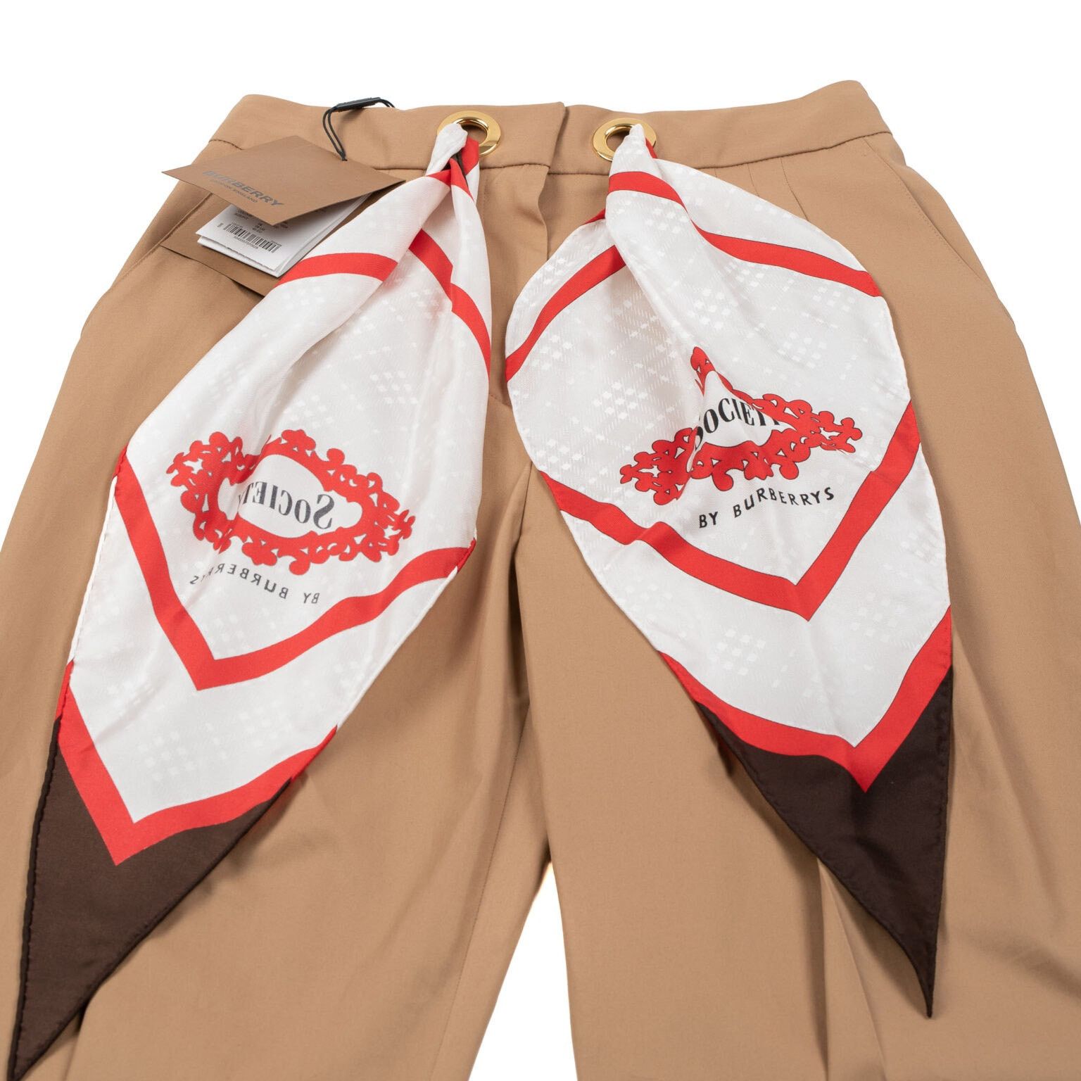 Burberry BURBERRY Tapered Pant Trouser Silk Scarf Belt SOCIETY NWT Size 25" / US 0 / IT 36 - 5 Thumbnail