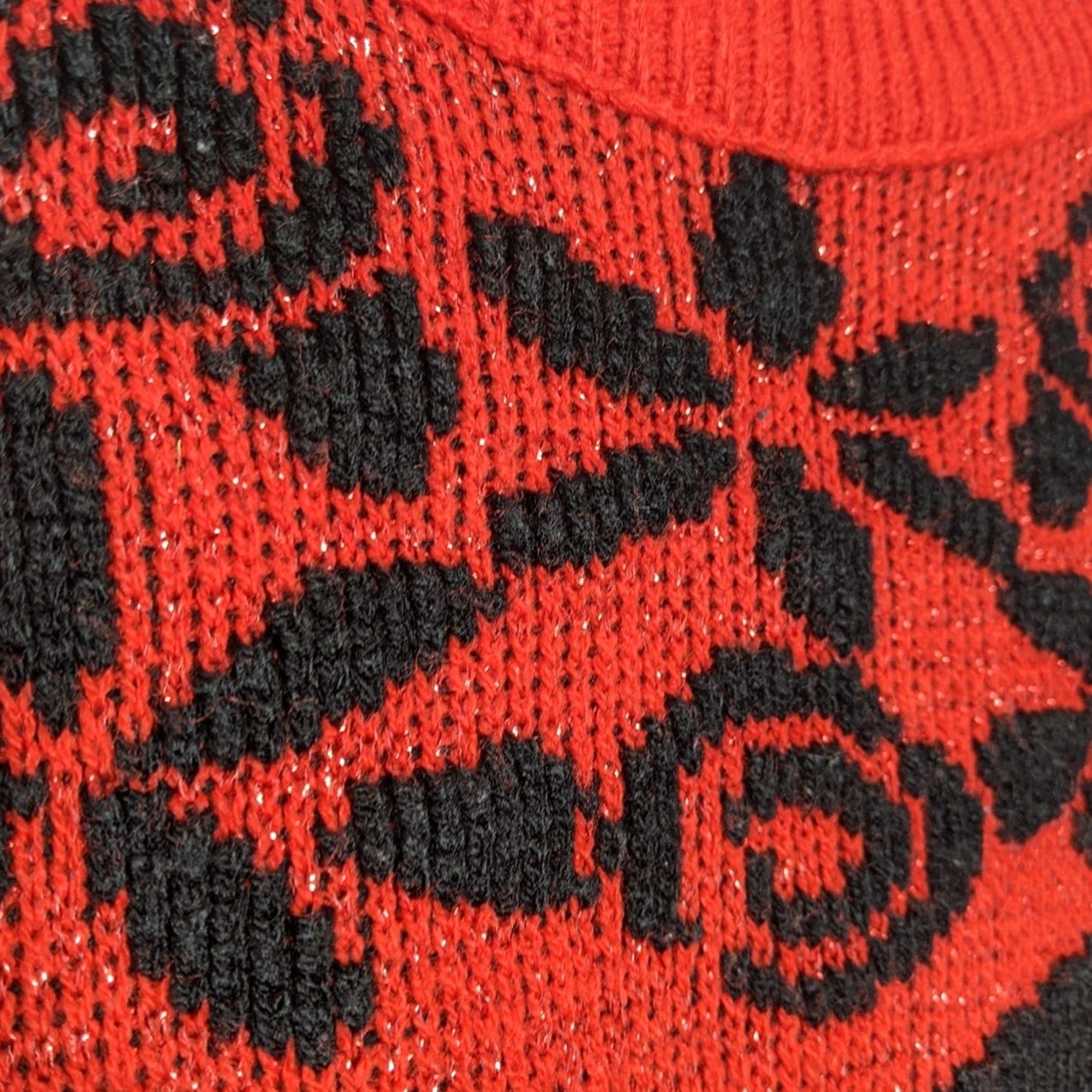 Vintage VINTAGE 80s Sweater Knit Sparkle Grandma Christmas Bow VTG Shirt Top L Red Unisex Adults pull-over pullover Women/Men? Size L / US 10 / IT 46 - 3 Thumbnail