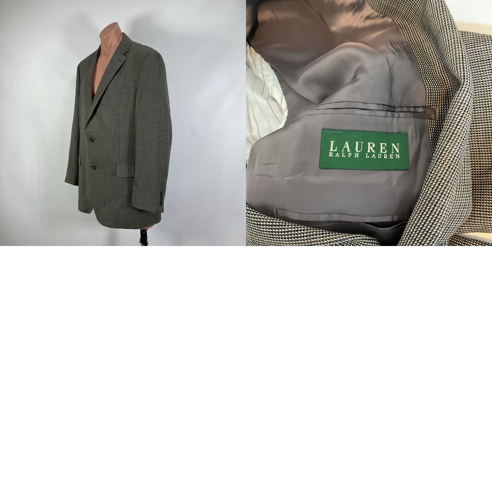 Ralph Lauren VINTAGE Lauren Ralph Lauren LRL Blazer Mens 50L Houndstooth Gray Wool Tweed Sport Coat Two-Button Notch Lapel Long Jacket Coat Mens Regular Big & Tall Size 50R - 8 Thumbnail