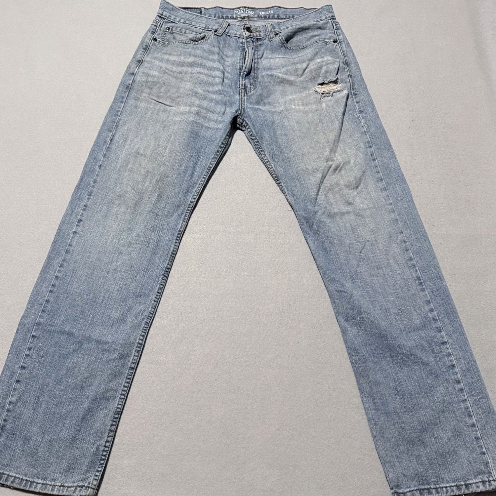Levi's Signature by Levi's Jeans Men's Blue Denim Pockets Straight Regular Fit 34x32 Blue Men's Jeans Size US 34 / EU 50 - 2 Thumbnail