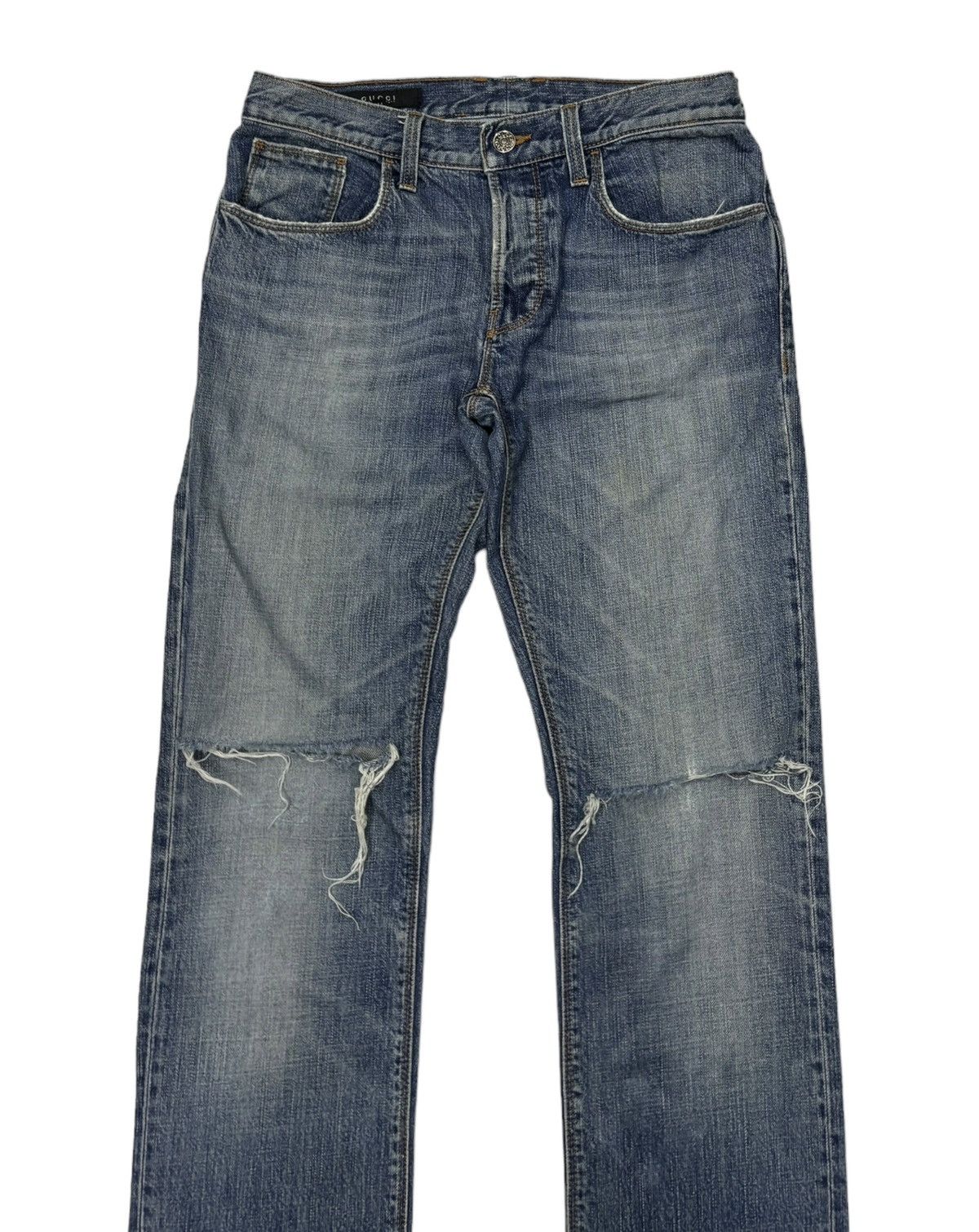 Grailed × Gucci ARCHIVAL GUCCI DISTRESSED DENIM CROPPED JEANS Size US 30 / EU 46 - 3 Thumbnail
