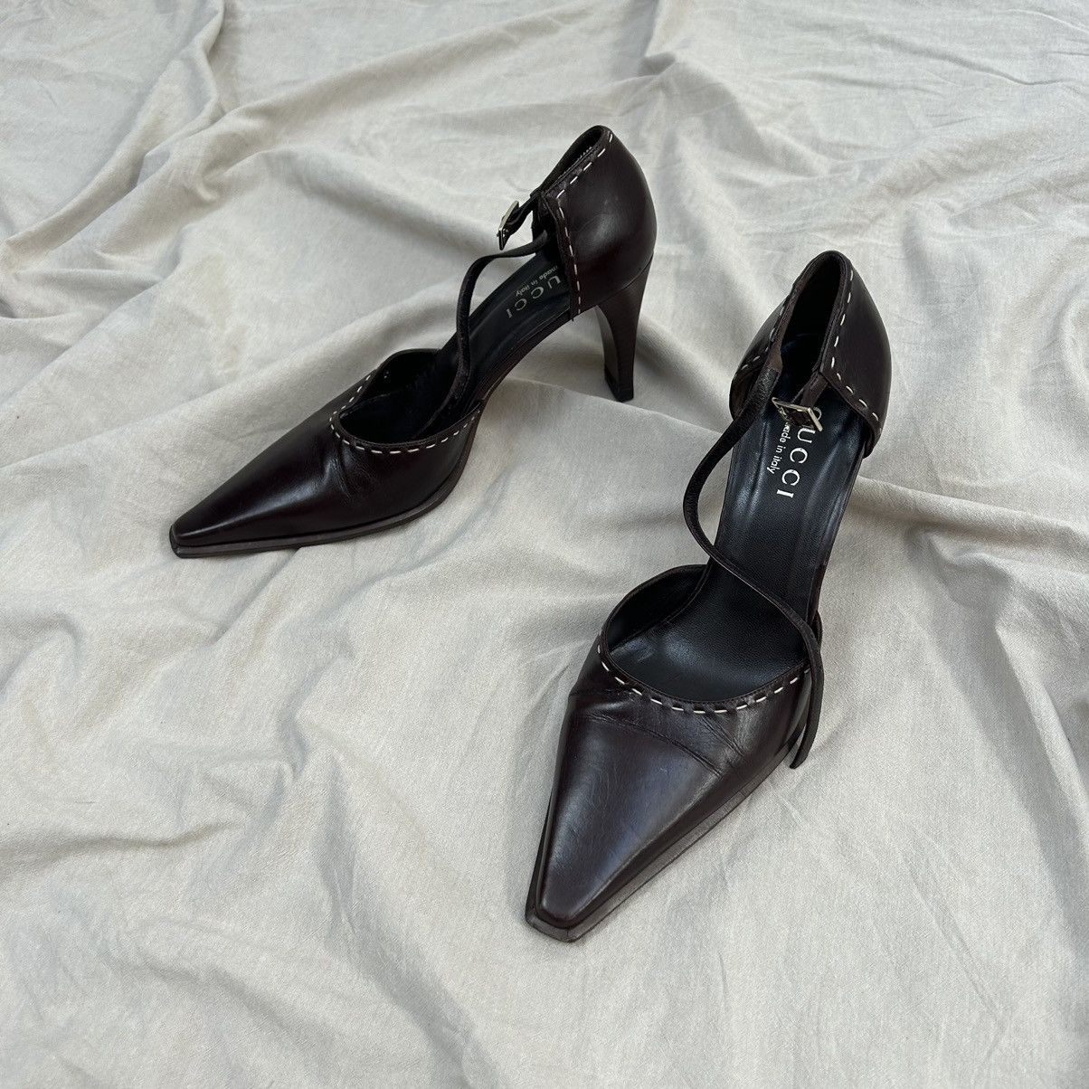 image of 90's Gucci Kitten Heel Shoes in Brown, Women's