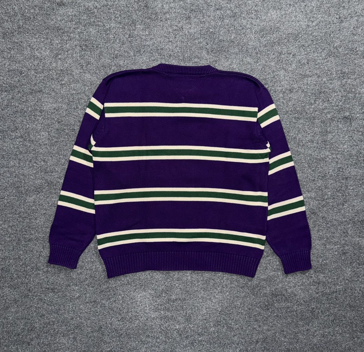 Tommy Hilfiger Vintage Tommy Hilfiger Purple Striped Crest Knit Sweater (L) Size US L / EU 52-54 / 3 - 5 Thumbnail