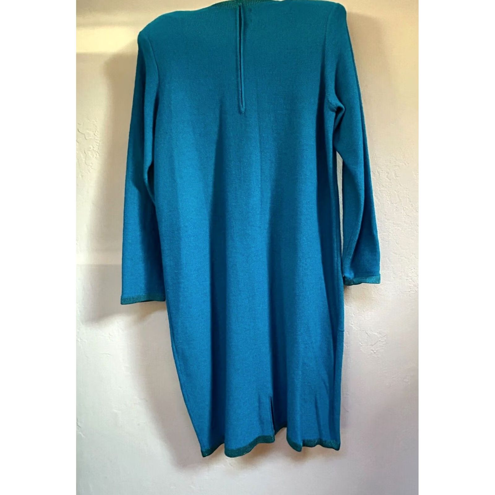 Vintage VINTAGE Steve Fabrikant Womens Medium Wool Blend Knit Sweater Dress Turquoise Size M / US 6-8 / IT 42-44 - 2 Thumbnail