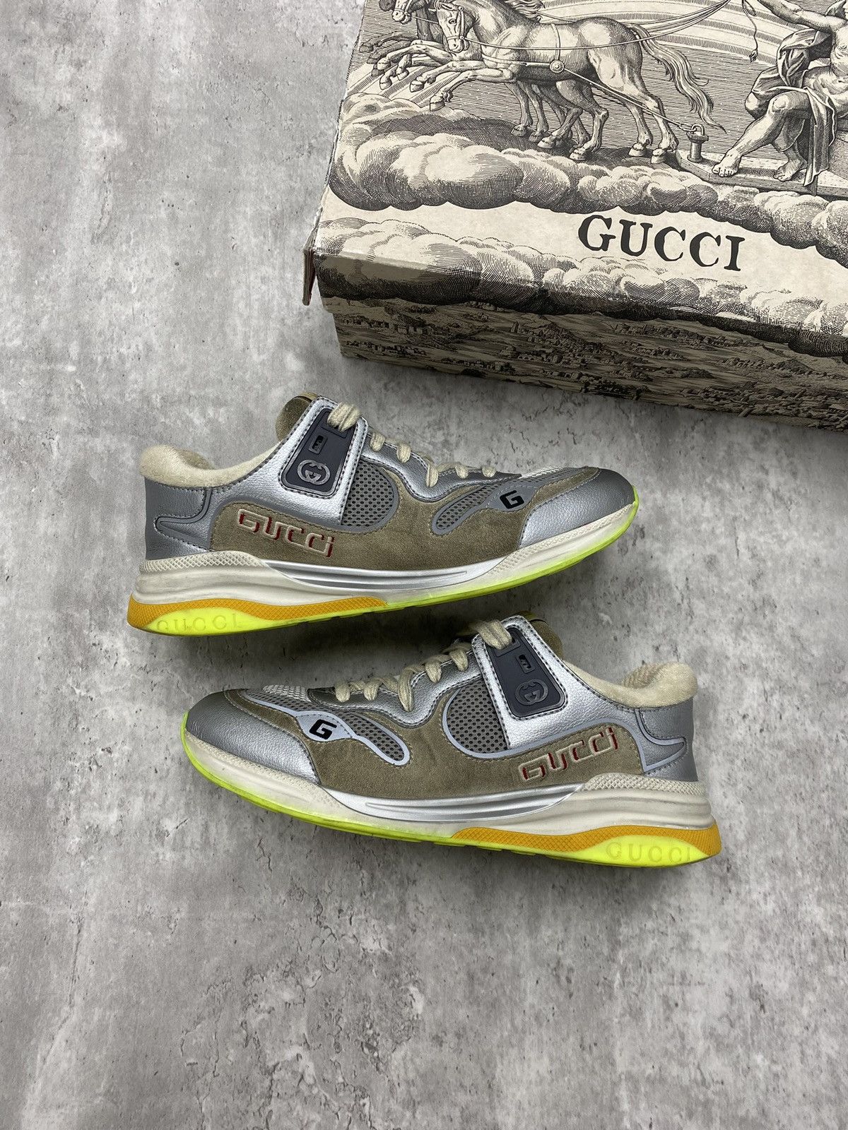 Size 9M - Gucci Ultrapace “Silver Metallic”