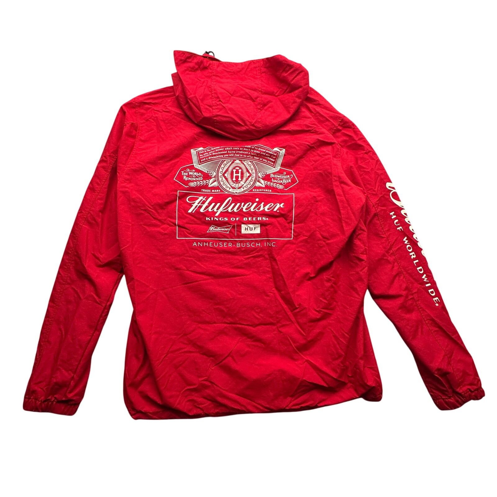 Huf HUF x Budweiser Windbreaker Jacket Men Small Red Hooded 1/4 Size US S / EU 44-46 / 1 - 2 Thumbnail