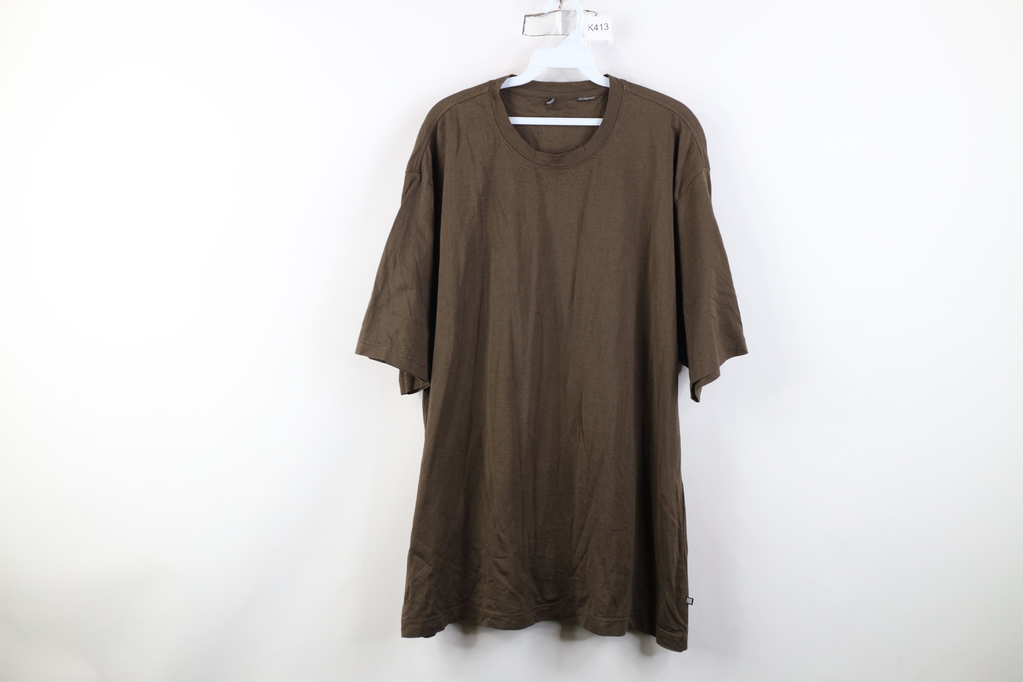 Vintage Vintage 90s Y2K Streetwear Blank Striped Knit T-Shirt Brown Size US XXL / EU 58 / 5 - 1 Thumbnail