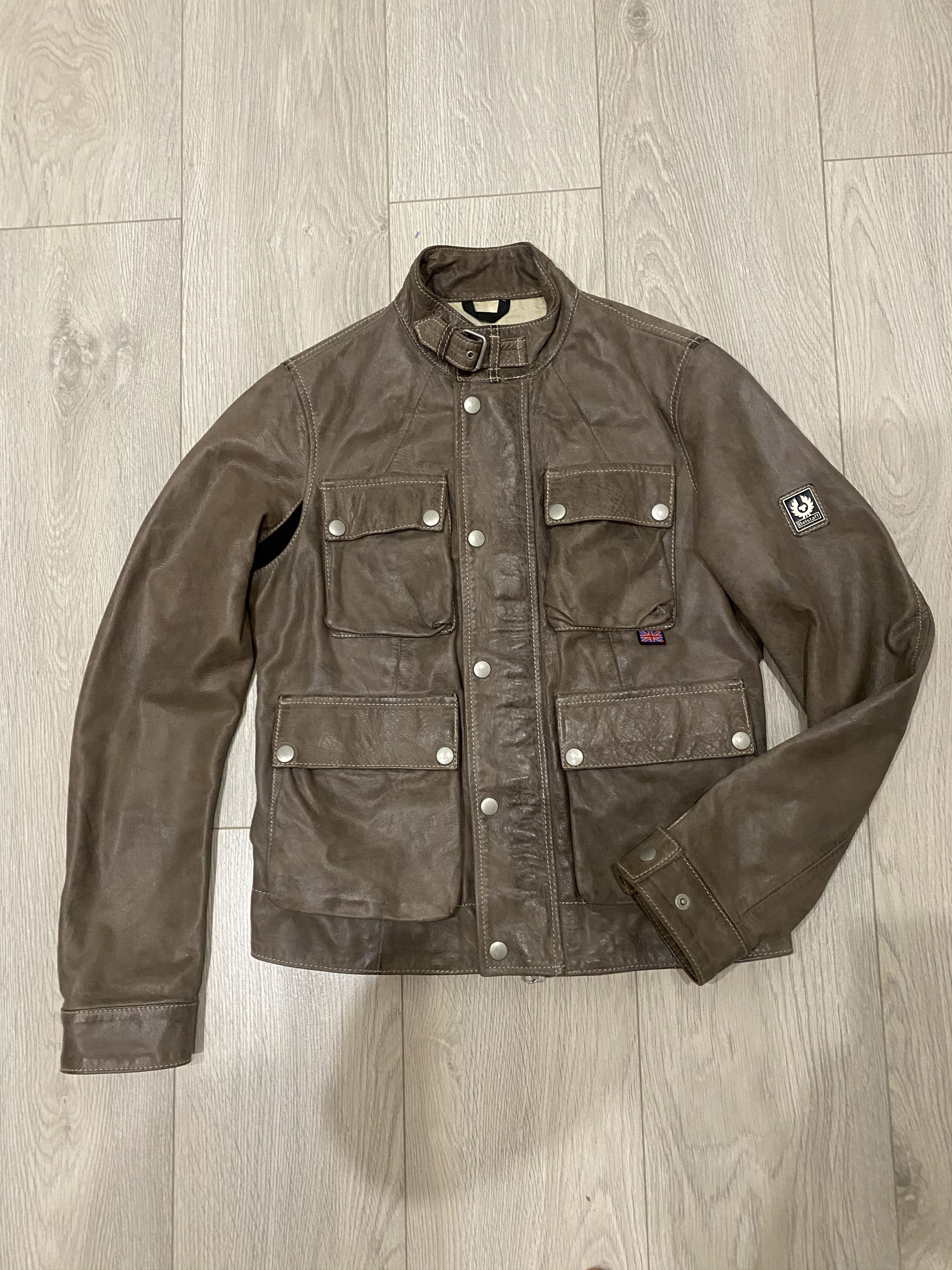 image of Belstaff Gold Label Leather Jacket in Brown, Women's (Size Medium)