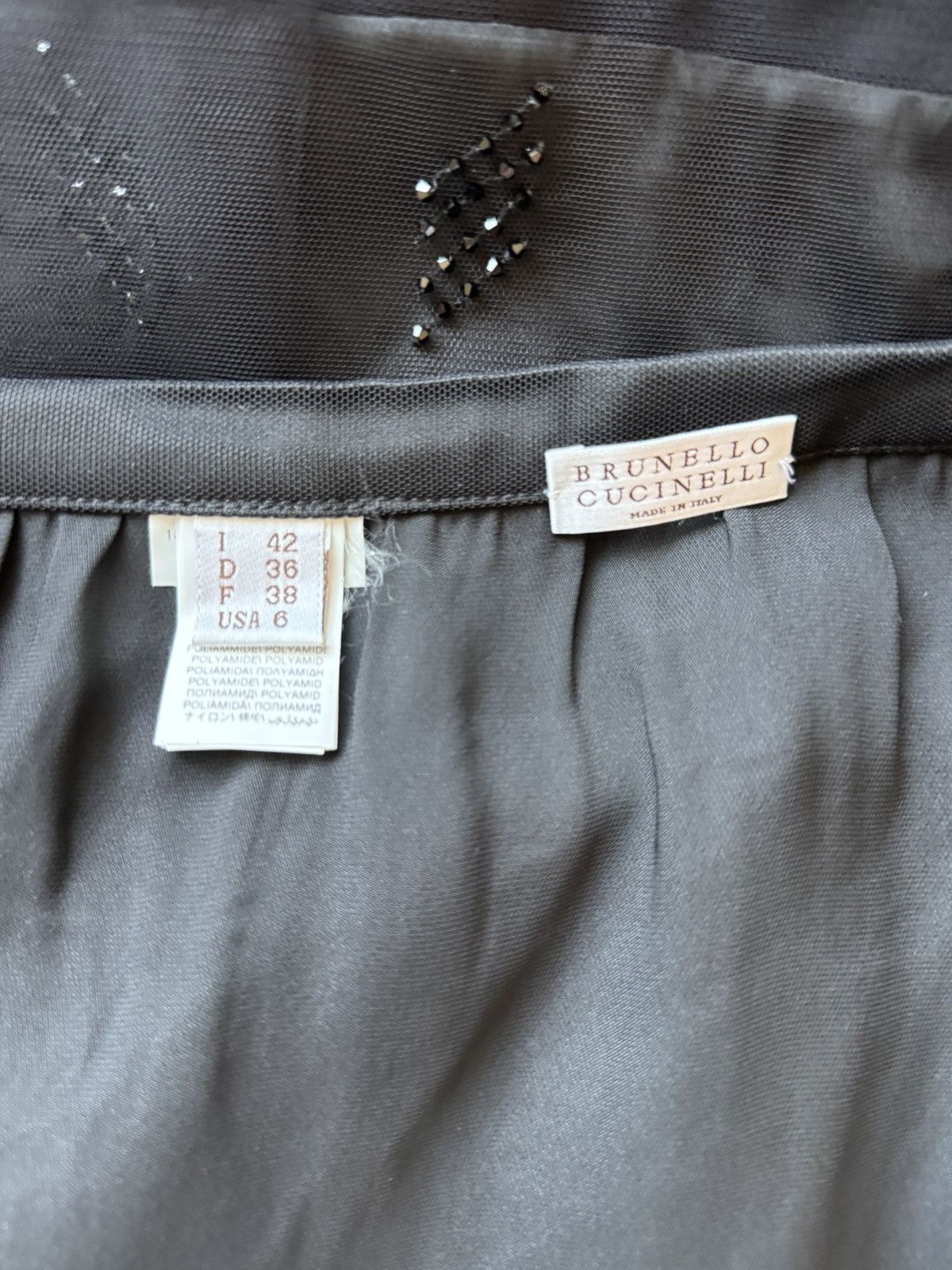 Brunello Cucinelli Brunello Cucinelli Layerd sheer tulle overlay beaded skirt 6 Size 28" / US 6 / IT 42 - 6 Thumbnail