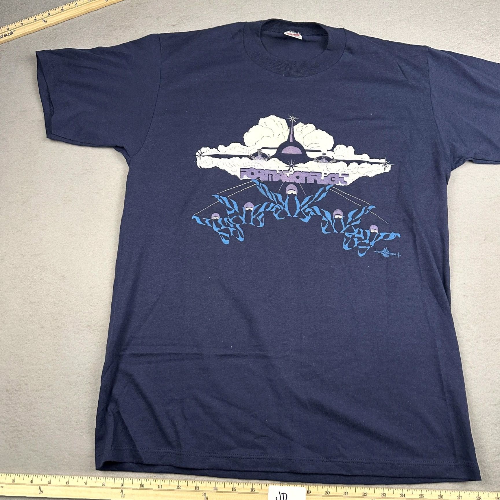 Jerzees VINTAGE Jerzees Formation Flight Graphic Shirt Mens Large Blue 80s Crew Neck Short Sleeve Cotton Polyester United States Size US L / EU 52-54 / 3 - 3 Thumbnail