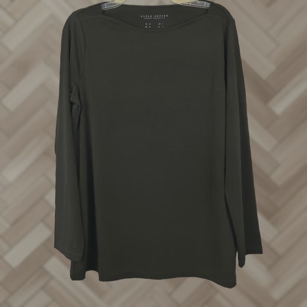 Vintage Susan Graver Top Womens M Liquid Knit Black Pullover Career Capsule Basic Knit Top Casual Office Menstrual? Size M / US 6-8 / IT 42-44 - 1 Thumbnail