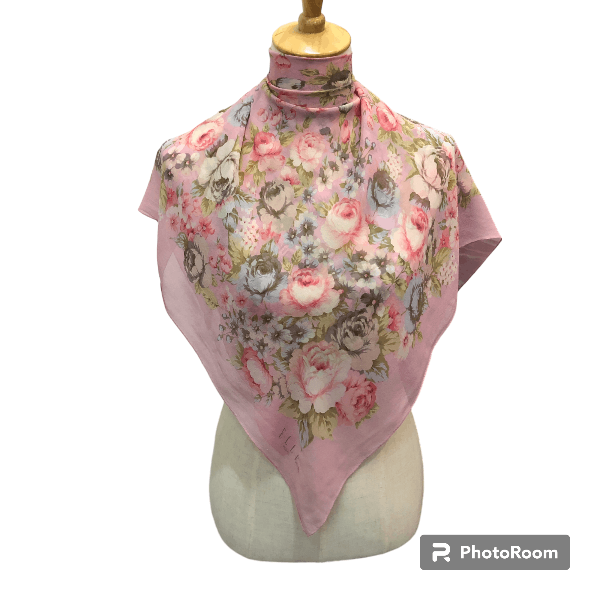 Vintage Elle Floral Silk Scarf M1349 Size ONE SIZE - 1 Thumbnail