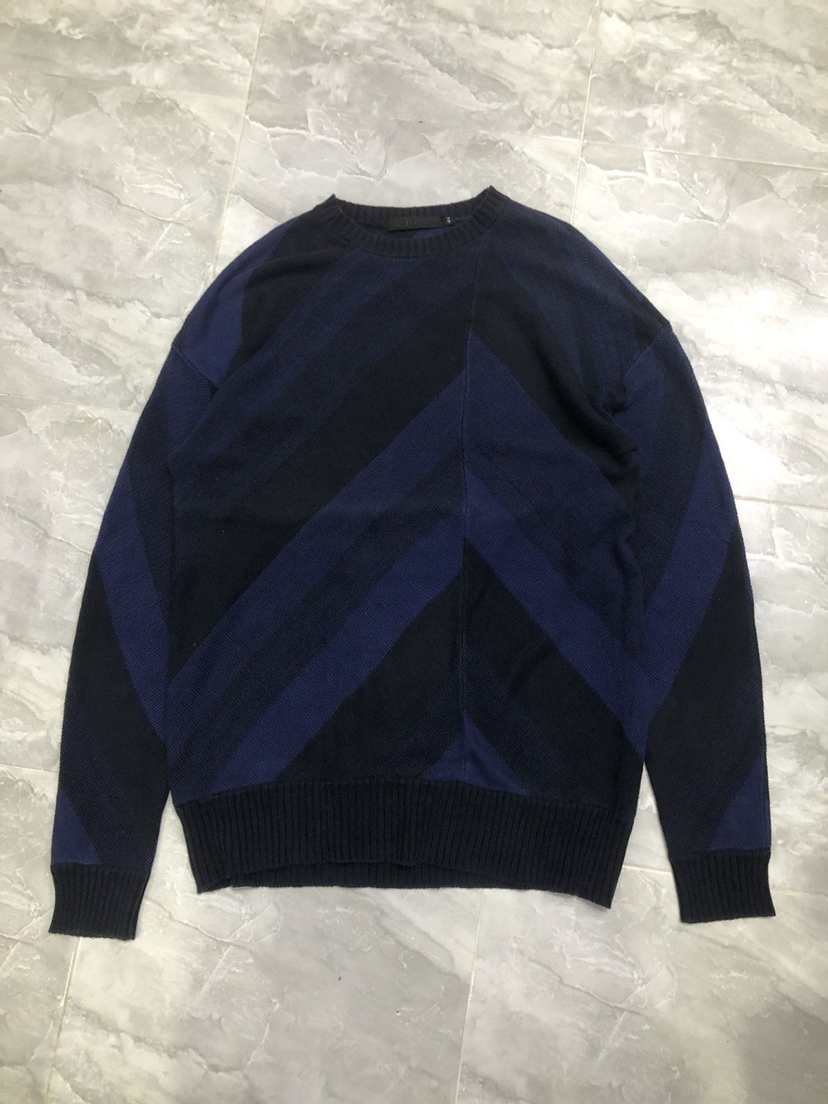 GOSTAR DE FUGA FUGA Navy Geometric Drop-Shoulder Knit Sweater Size US L / EU 52-54 / 3 - 2 Thumbnail