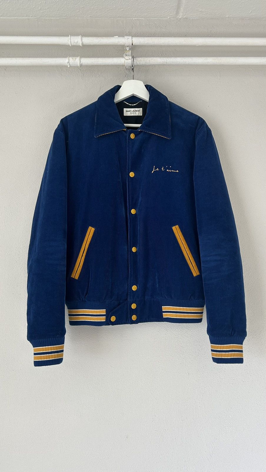 Saint Laurent Paris ‘Je T’Aime’ Blue Corduroy Teddy Jacket Size US M / EU 48-50 / 2 - 2 Thumbnail