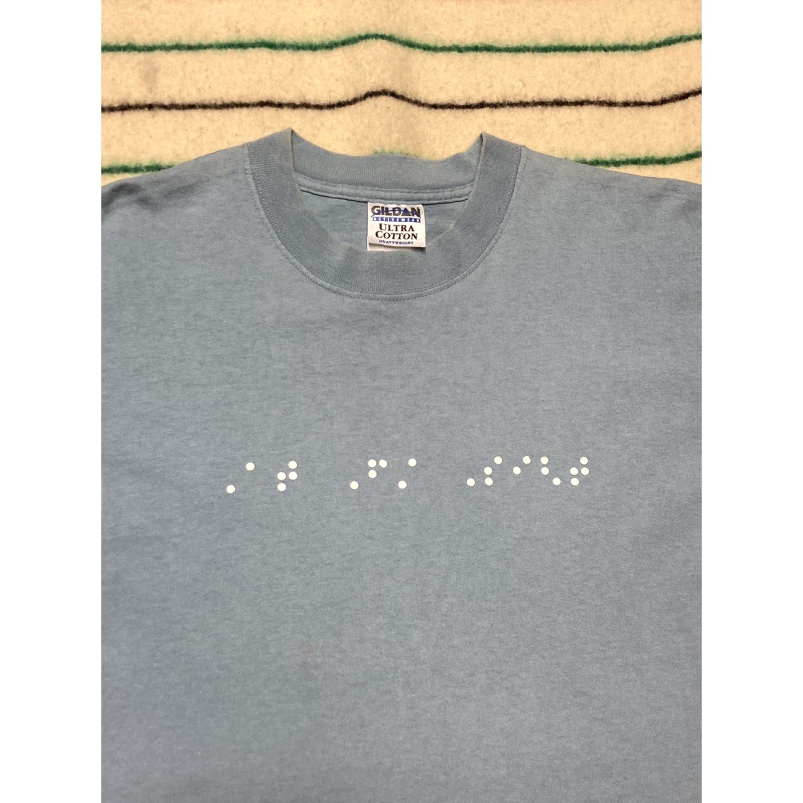 Vintage VINTAGE at first sight movie promo t shirt Val Kilmer blind braille 1998 MGM Lg Shirt Mens Blue 1990s Movie Size US L / EU 52-54 / 3 - 2 Thumbnail