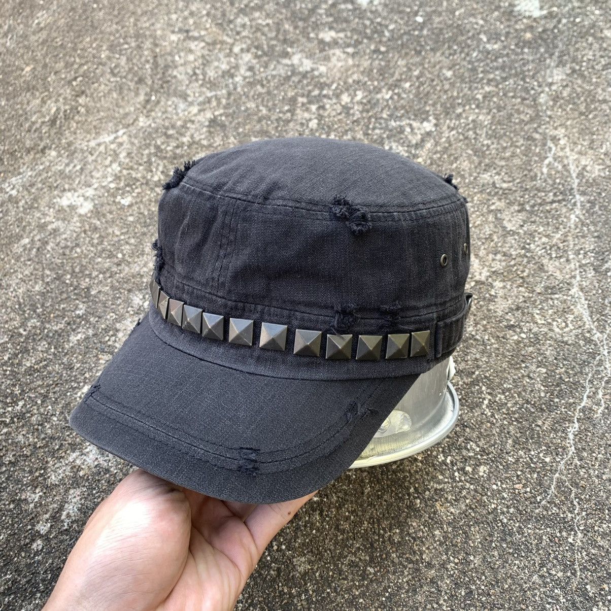 Japanese Brand Y2K MILITARY DISTRESSED STUDDED HAT Size ONE SIZE - 1 Thumbnail