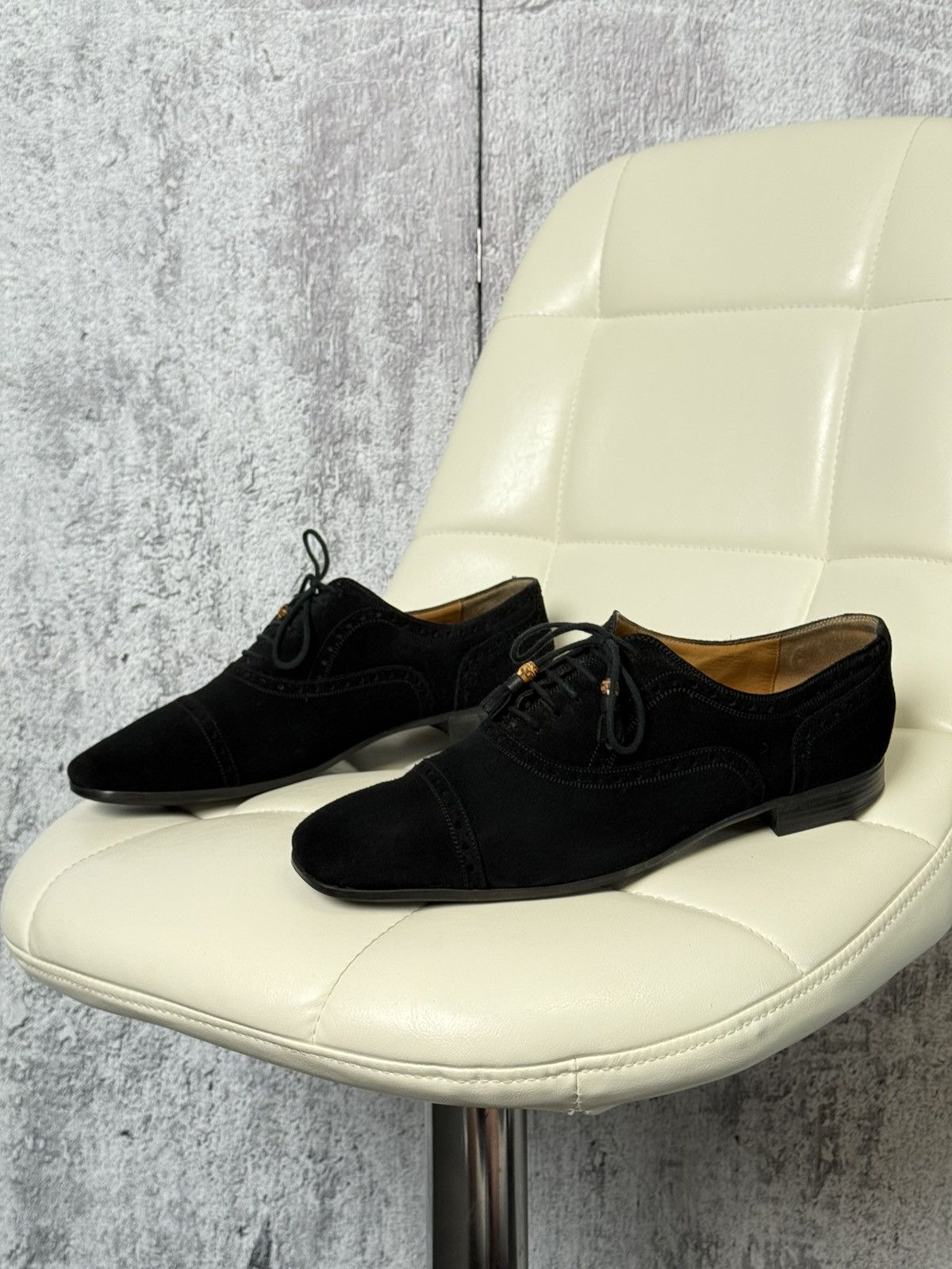 Gucci Black Suede Cap Toe Oxford Lace-Up Men