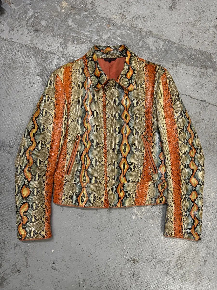 Roberto Cavalli SS2001 Roberto Cavalli Grey & Orange Python Leather Jacket Size US S / EU 44-46 / 1 - 13 Thumbnail