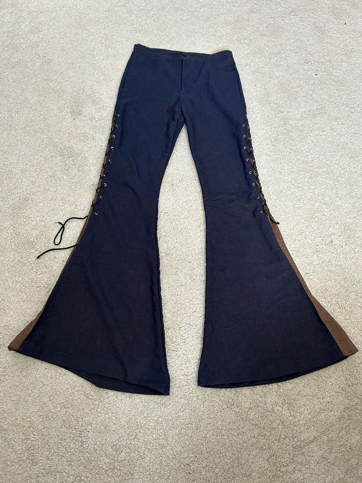 Le Grande Bleu (L.G.B.) LGB If 6 Was 9 Type Lace-up Flare Pants / Bell Bottoms Size 26" / US 2 / IT 38 - 1 Thumbnail