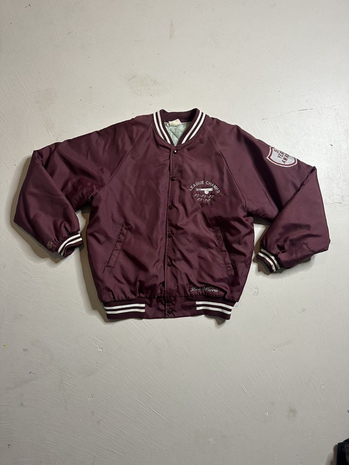 Vintage Vintage 90s Made In USA Highschool Baseball Bomber Jacket Size US L / EU 52-54 / 3 - 3 Thumbnail