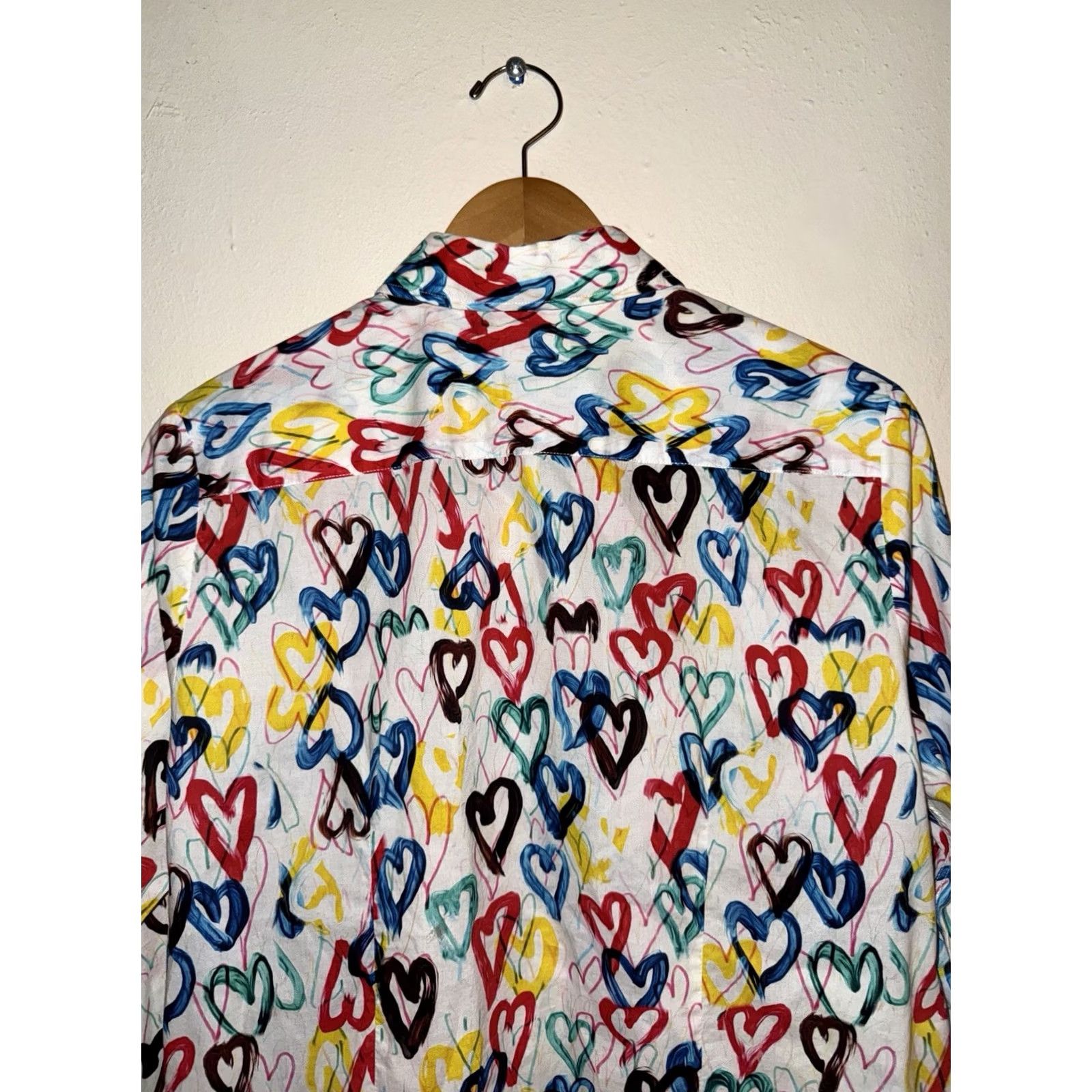 Vintage Rochelle Behrens The Shirt Womens Small Button-Up Hearts Long Sleeve White 100% Cotton Regular Fit Collared Button-Down Shirt Mens Womens Girls Boys Size S / US 4 / IT 40 - 6 Thumbnail