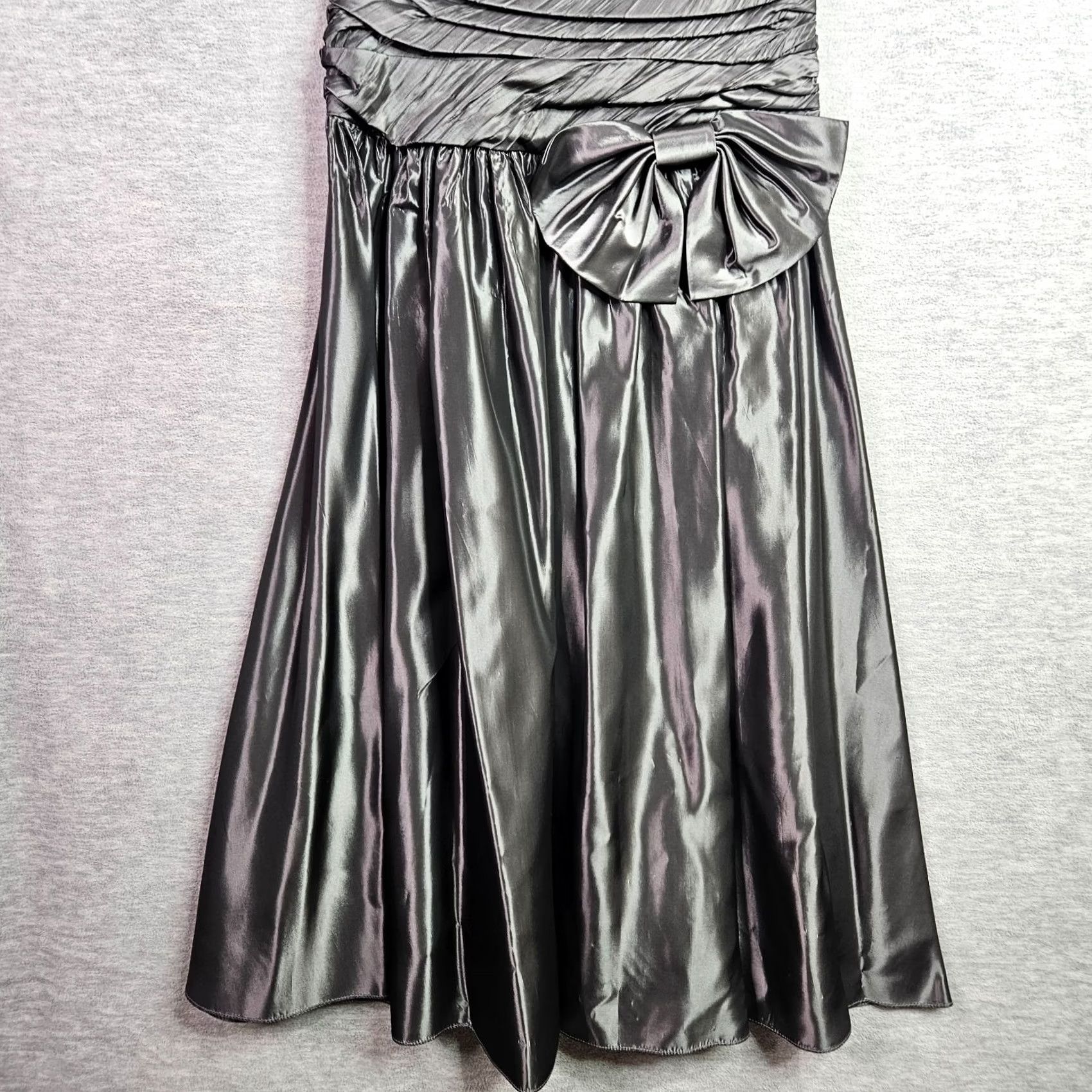 Velvet Vintage Patty O’Neil Grey Black Satin Velvet Cocktail Dress 7/8 Made USA Size M / US 6-8 / IT 42-44 - 4 Thumbnail
