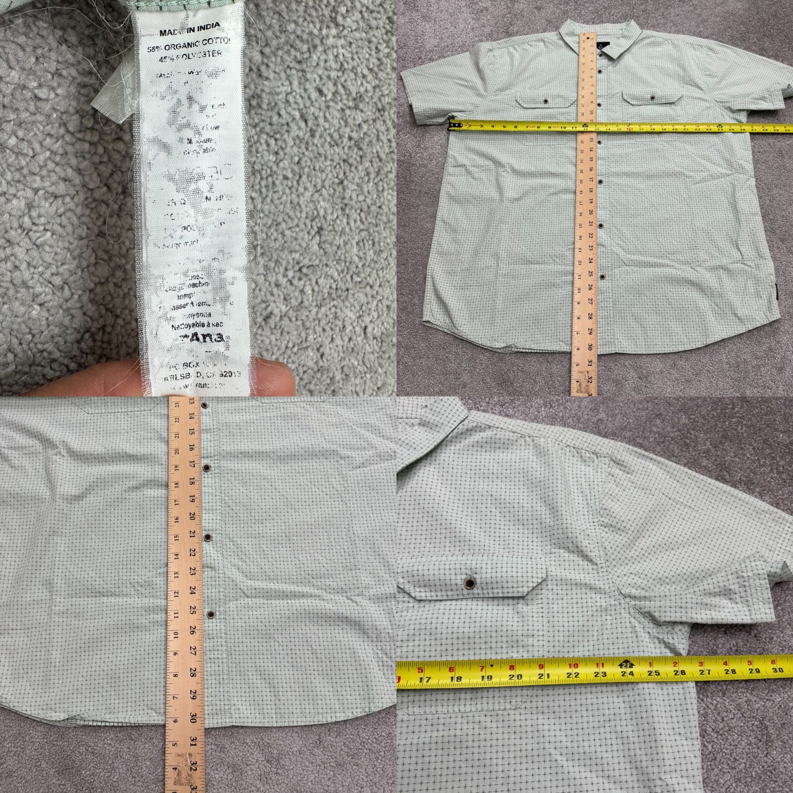 Prana prAna Button-Up Shirt Men 2XL Green Cotton Casual Outdoor Short Sleeve Button-Down Size US XXL / EU 58 / 5 - 8 Thumbnail