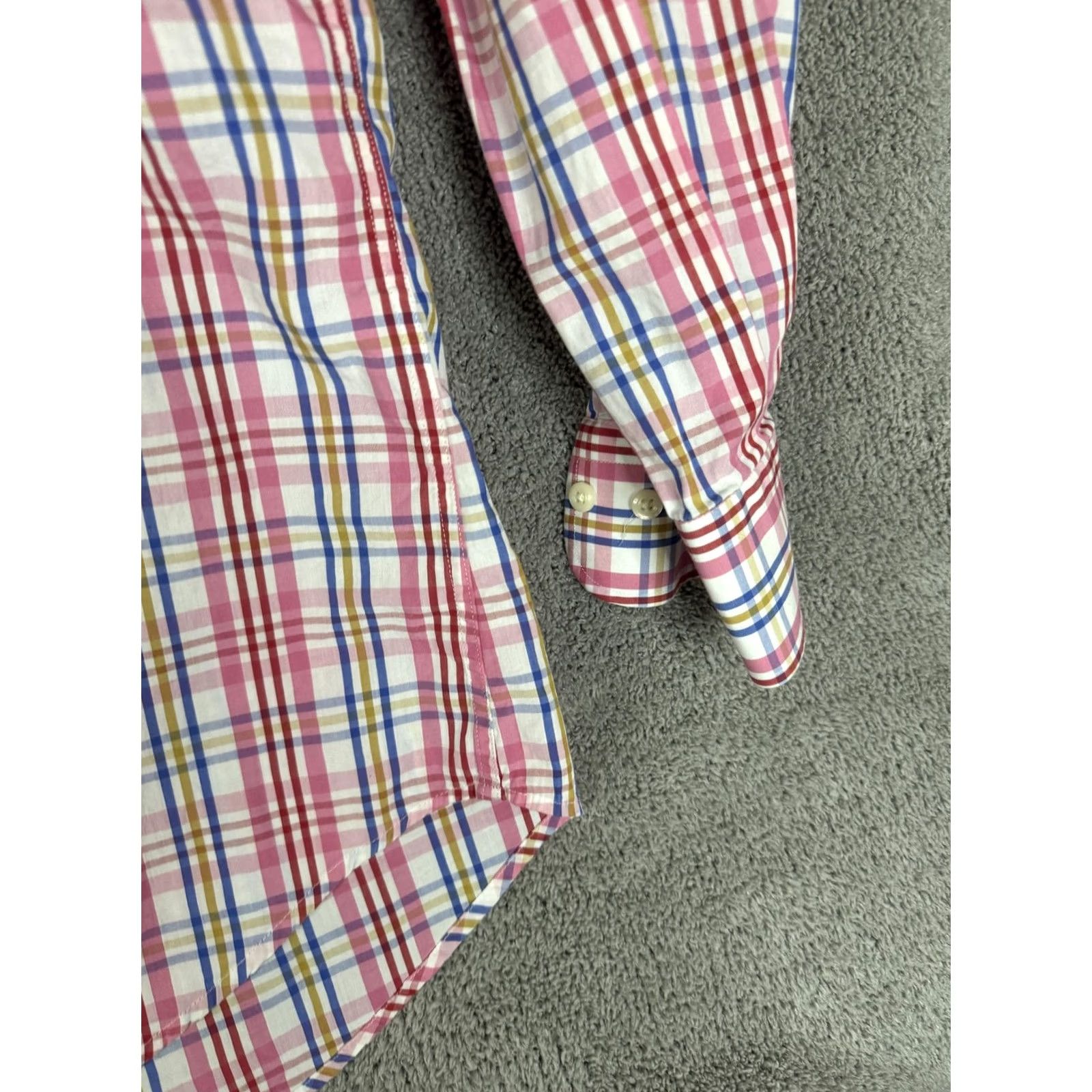 Peter Millar Peter Millar Shirt Mens XL Pink Blue Plaid Button Front Long Sleeve Cotton Size US XL / EU 56 / 4 - 3 Thumbnail