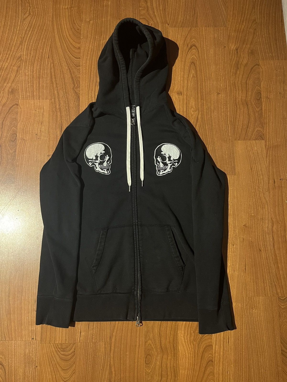 Number (N)ine *SOLD* Black Double Skull Clash Zip-Up Hoodie | Grailed