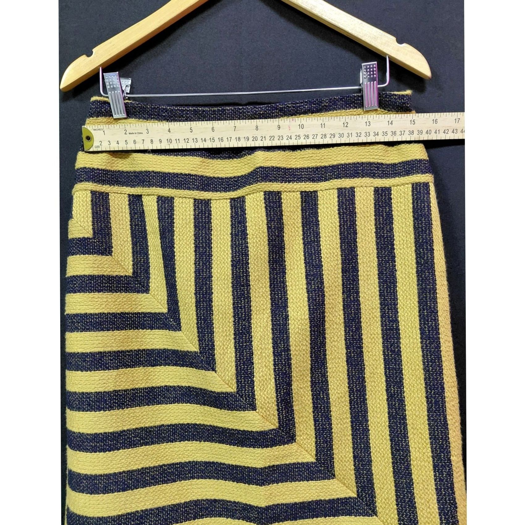 Vintage Eva Franco Skirt Womens 10 Yellow Made USA Striped Black Women Size Size 32" / US 10 / IT 46 - 6 Thumbnail