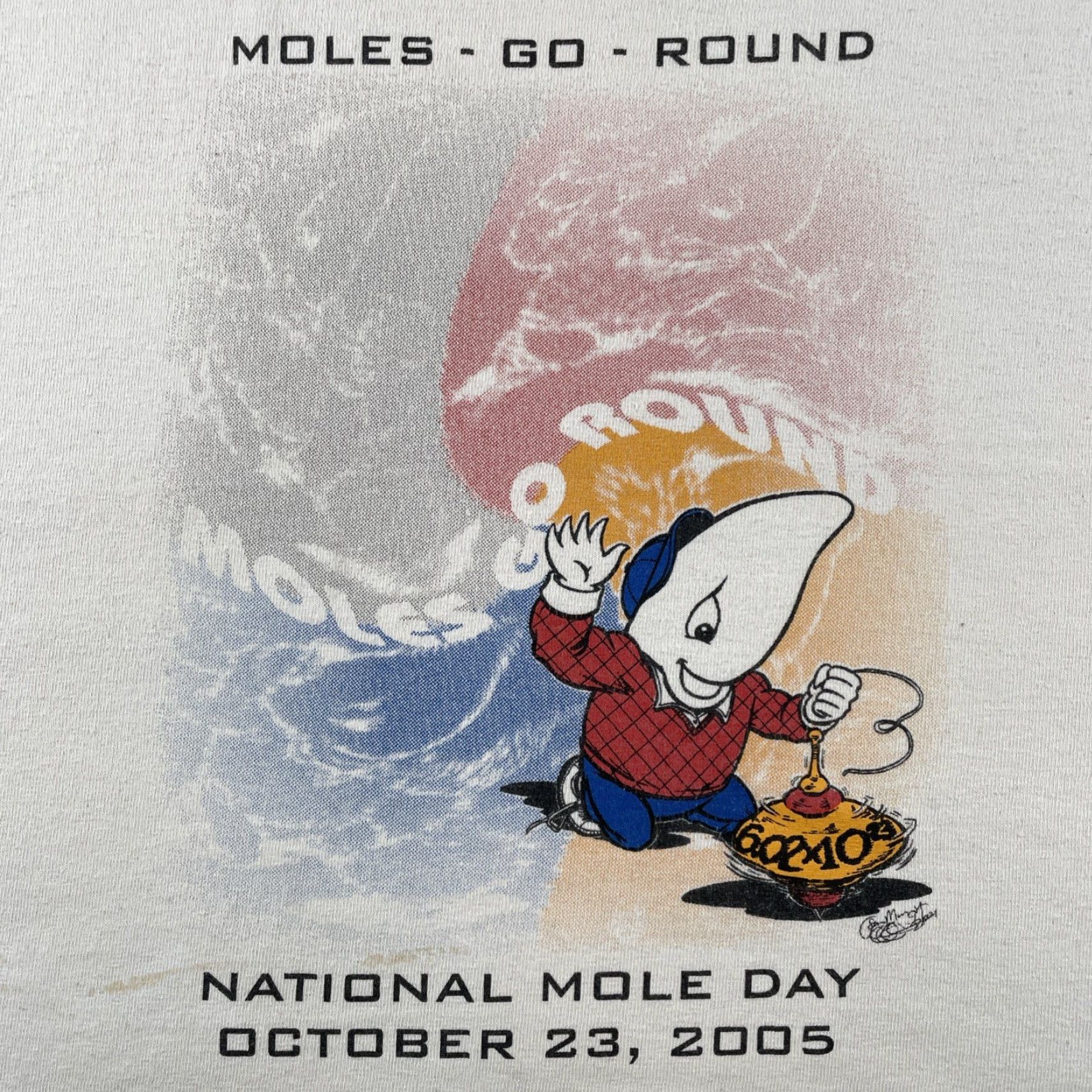 Gildan VINTAGE Gildan Mens Large White T Shirt Moles Go Round Mole Day 2005 Y2K Tee Size US L / EU 52-54 / 3 - 3 Thumbnail