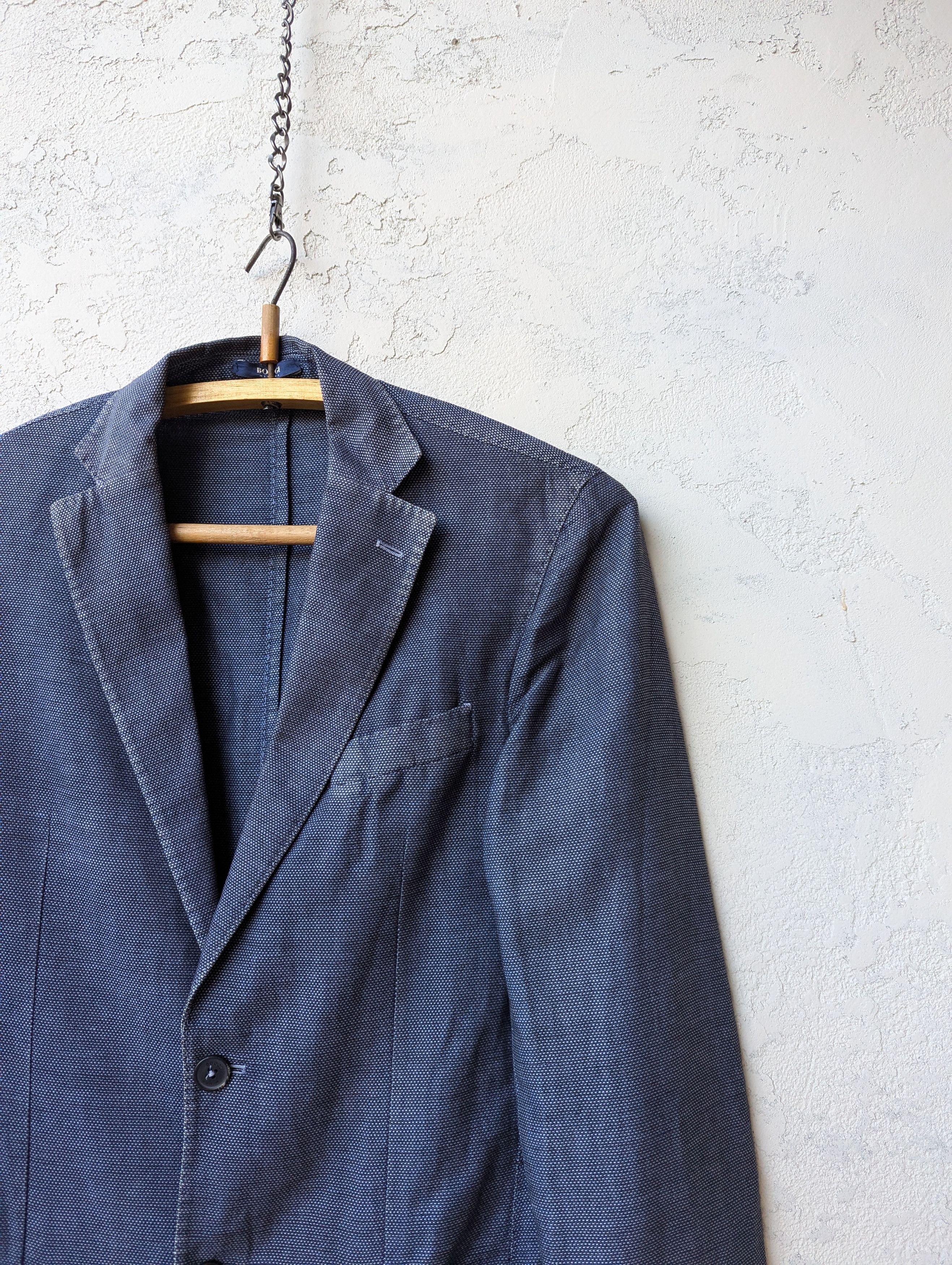 Boggi Boggi Milano Linen-Blend Blazer Blue Slim Fit Jacket Size 38S - 4 Thumbnail