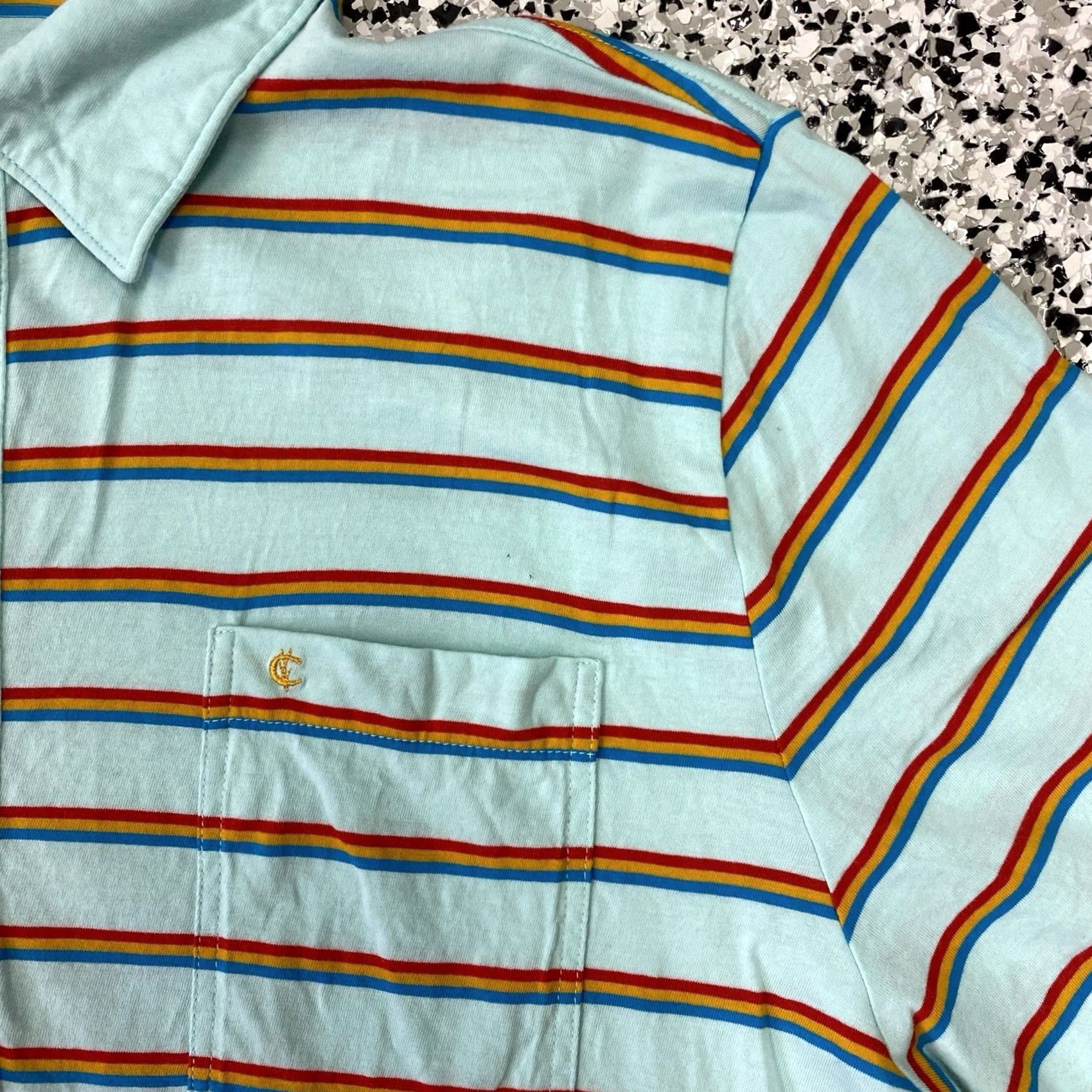 Vintage Criquet Polo Shirt Mens XL Blue Red Striped Pocket Short Sleeve Casual Size US XL / EU 56 / 4 - 2 Thumbnail
