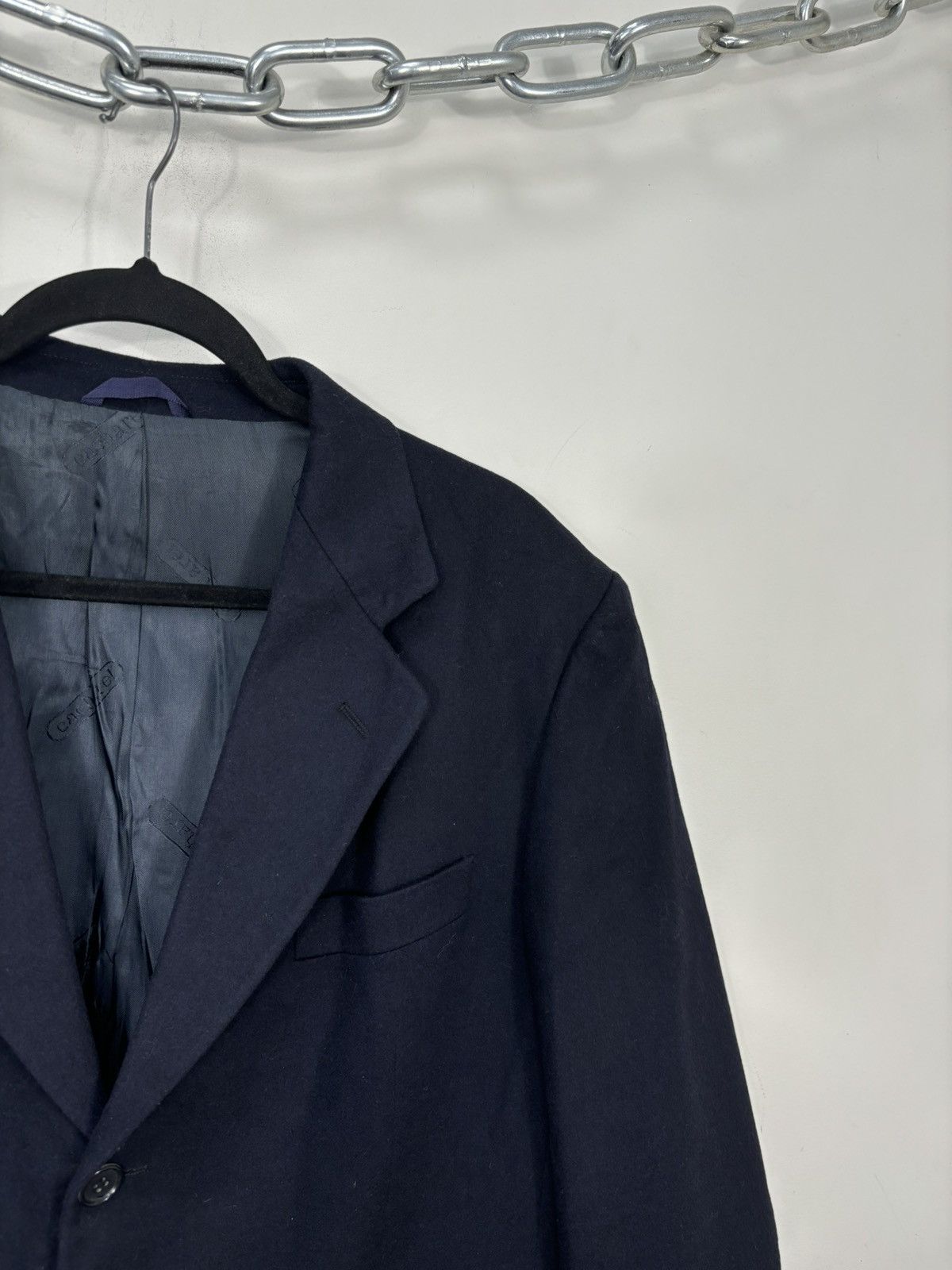 Vintage Vintage Cacharel Men’s Navy Blue Luxury Wool Blazer Jacket Size 44R - 9 Thumbnail