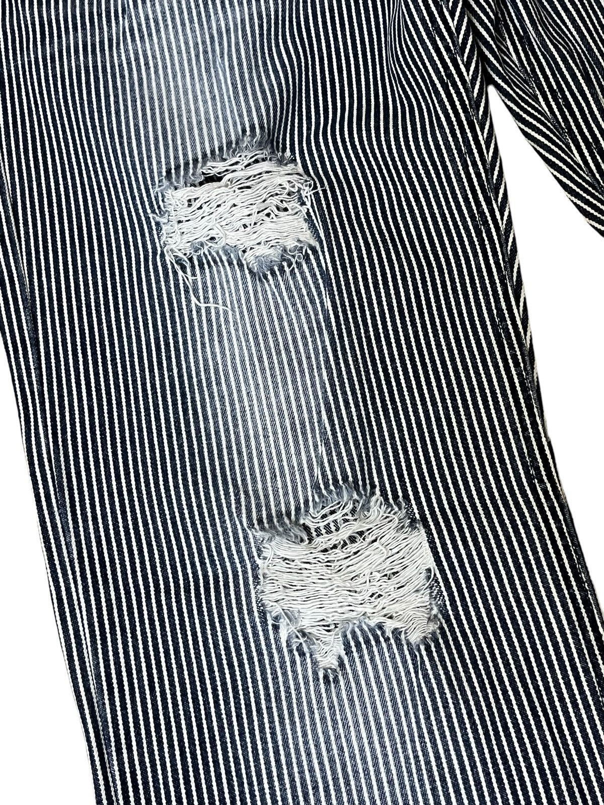 Japanese Brand JAPANESE COLZA DOUBLE WAIST DISTRESS HICKORY STRIPPED JEANS Size US 31 - 8 Thumbnail