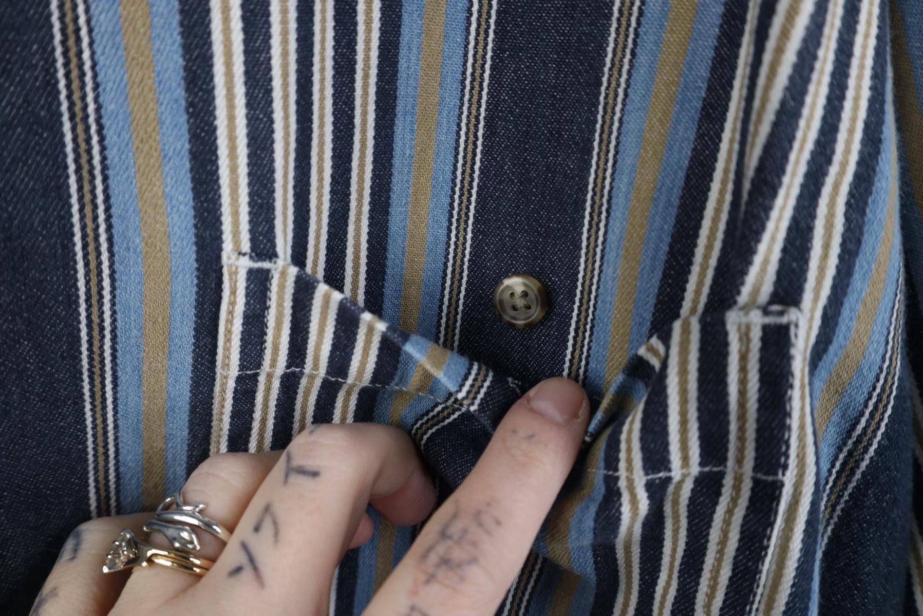 Vintage Vintage 90s Streetwear Block Denim Button Down Shirt Cotton Size US XL / EU 56 / 4 - 4 Thumbnail
