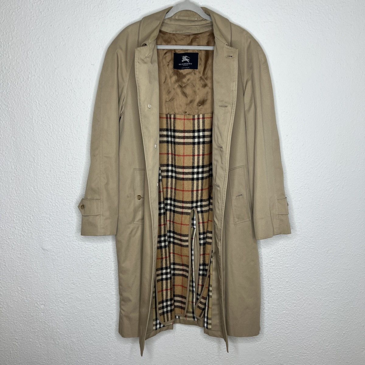 Vintage Burberry London Burberrys Nova Check Trench Coat Beige Y2K ...