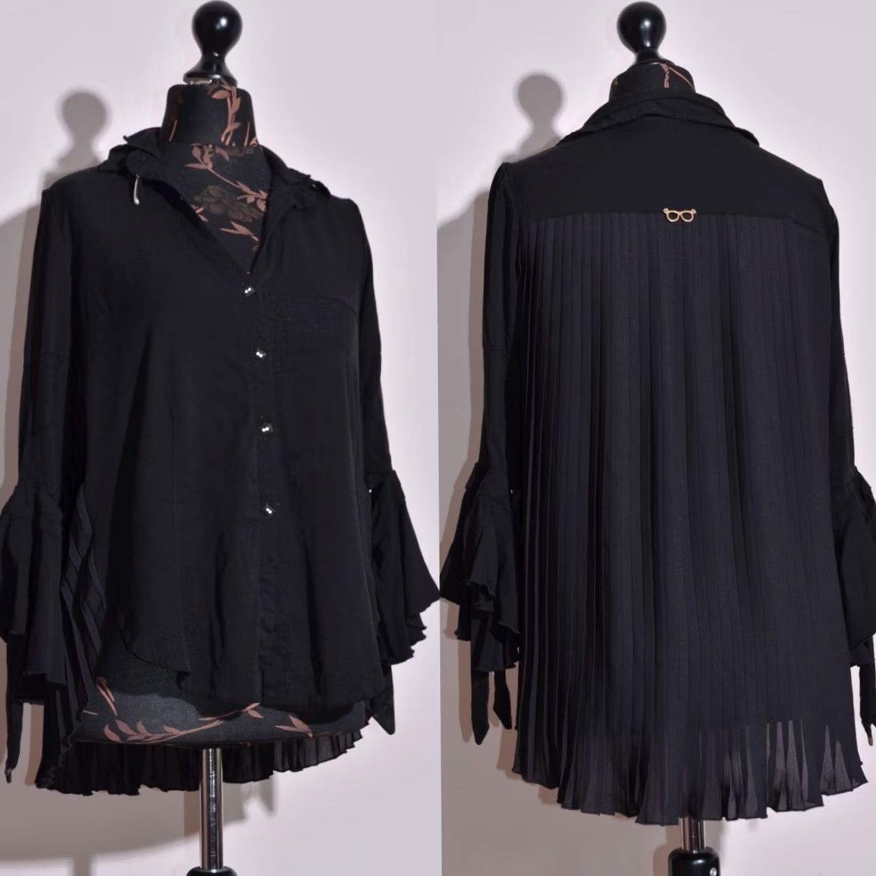 Vintage Elisa Cavaletti BLU Women’s Black Long Sleeve Blouse Shirt UK8 D34 IT40 Shirt Adult XS? (note: original title lacks size label mapping) Size M / US 6-8 / IT 42-44 - 2 Thumbnail