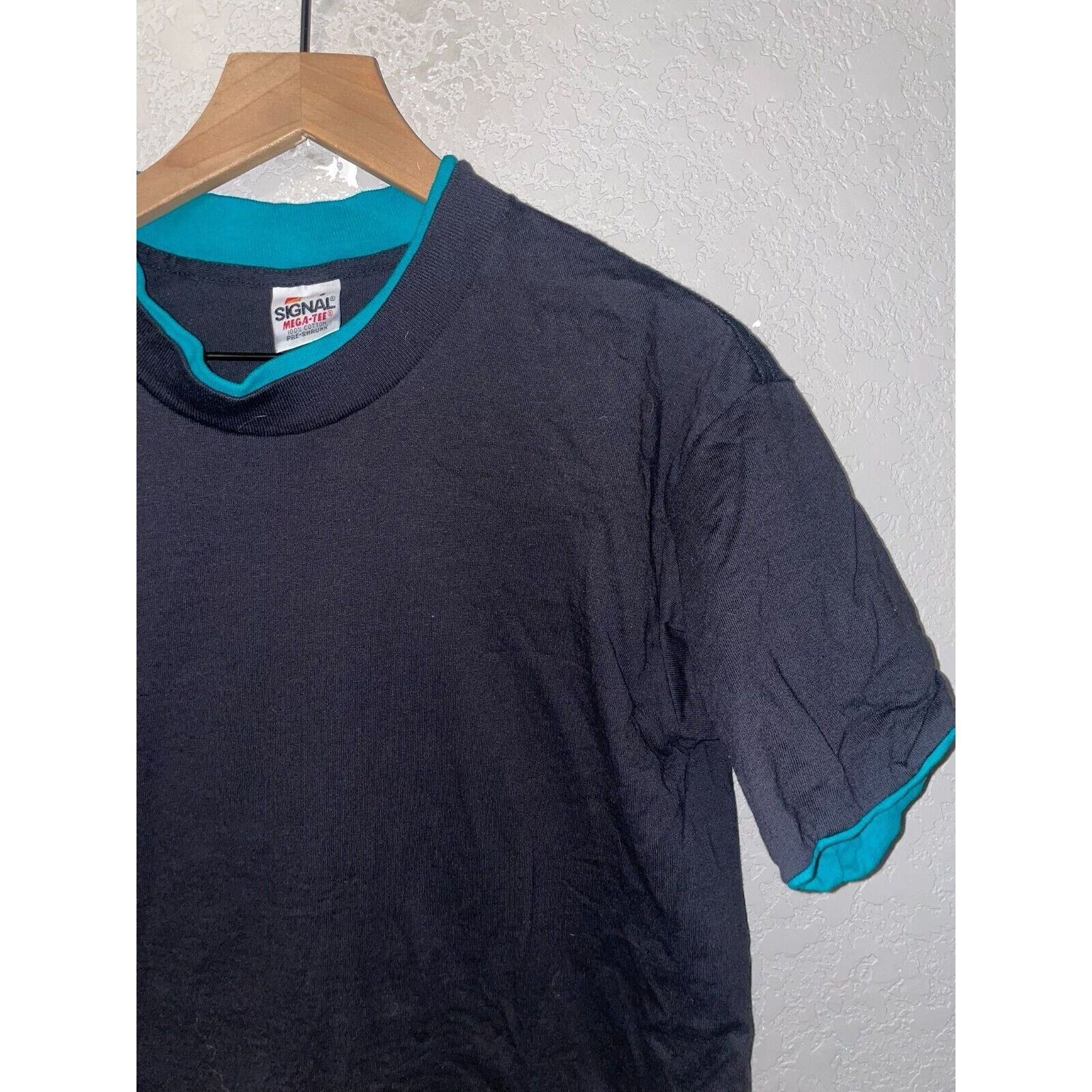 Signal Sport Vintage Black Blank Shirt Teal Double Sleeved Tee VTG 90s M Size US M / EU 48-50 / 2 - 2 Thumbnail